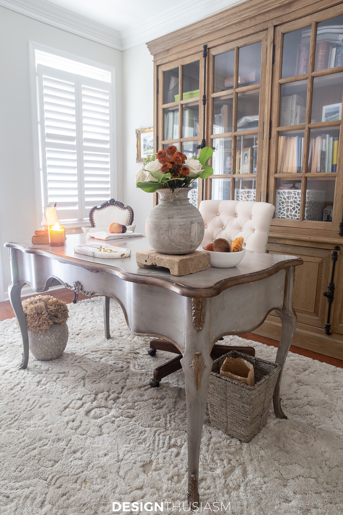 fall decor in the home office study