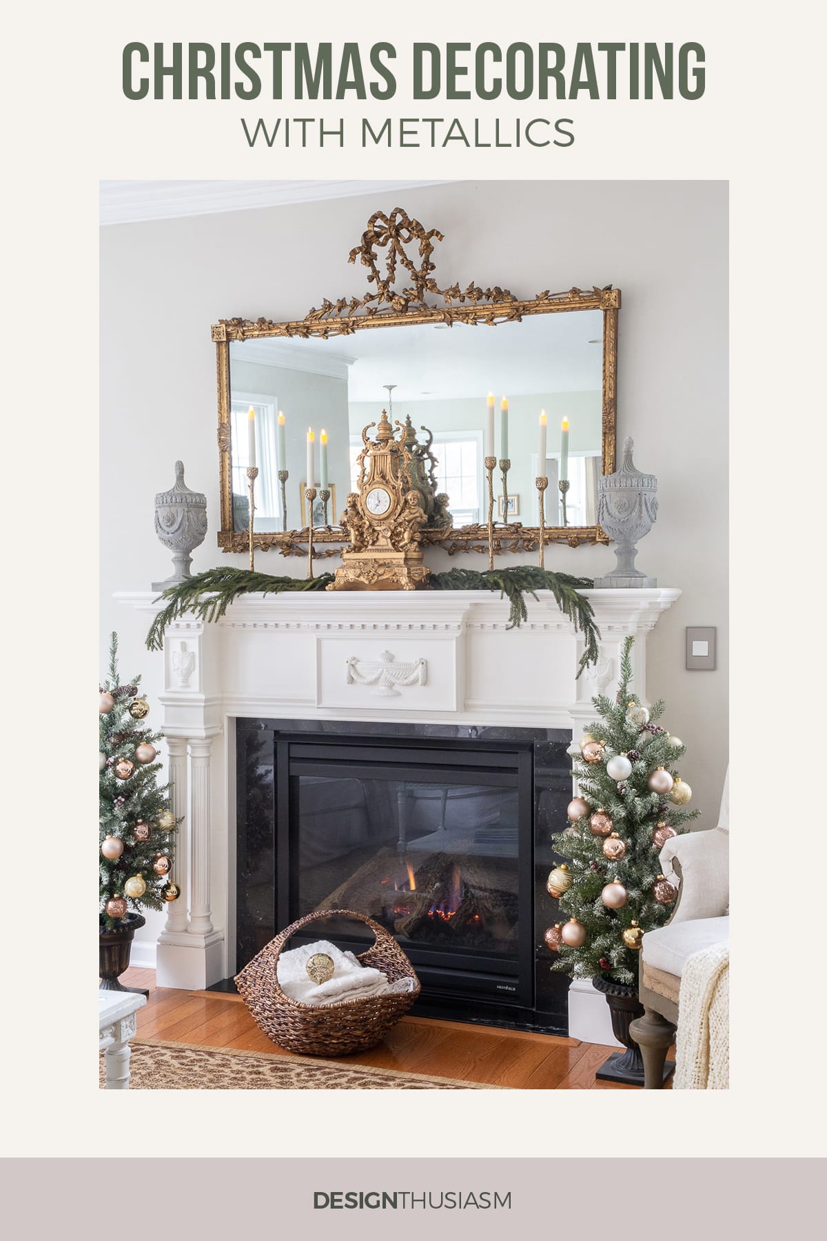 Christmas living room with metallics