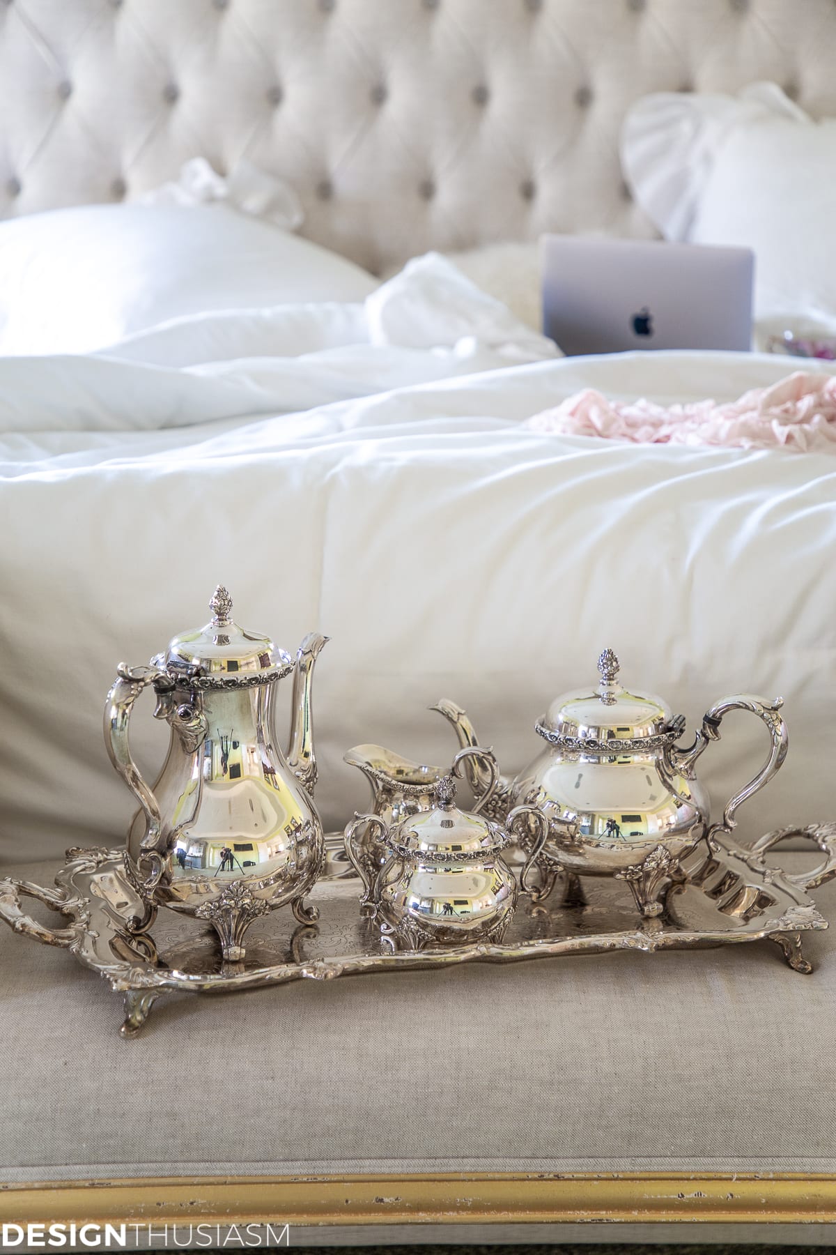 tea set in bedroom