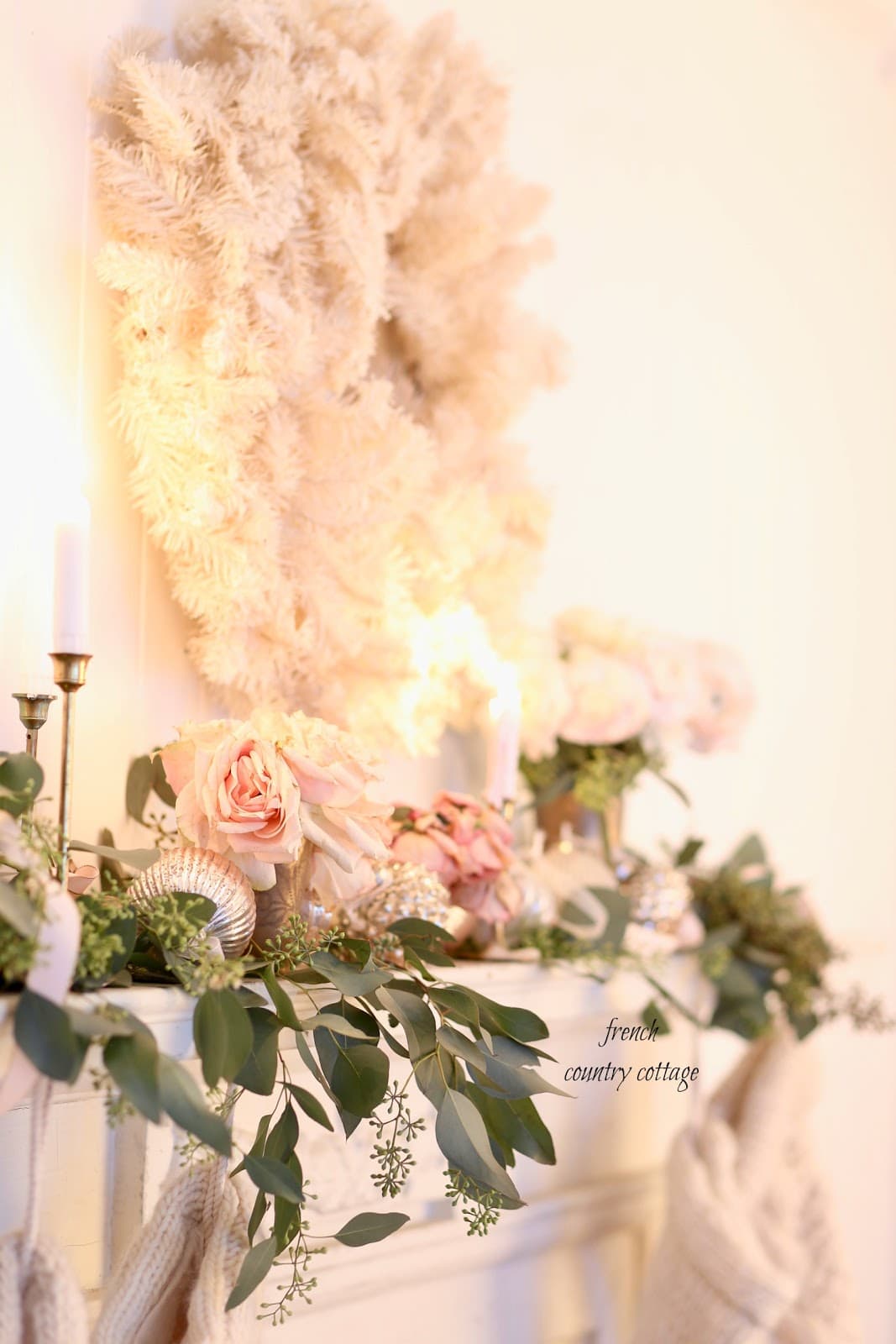 white Christmas mantel