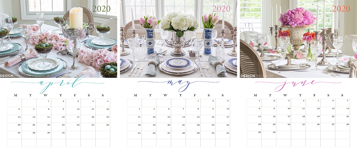 FREE Printable 2020 Calendar from designthusiasm