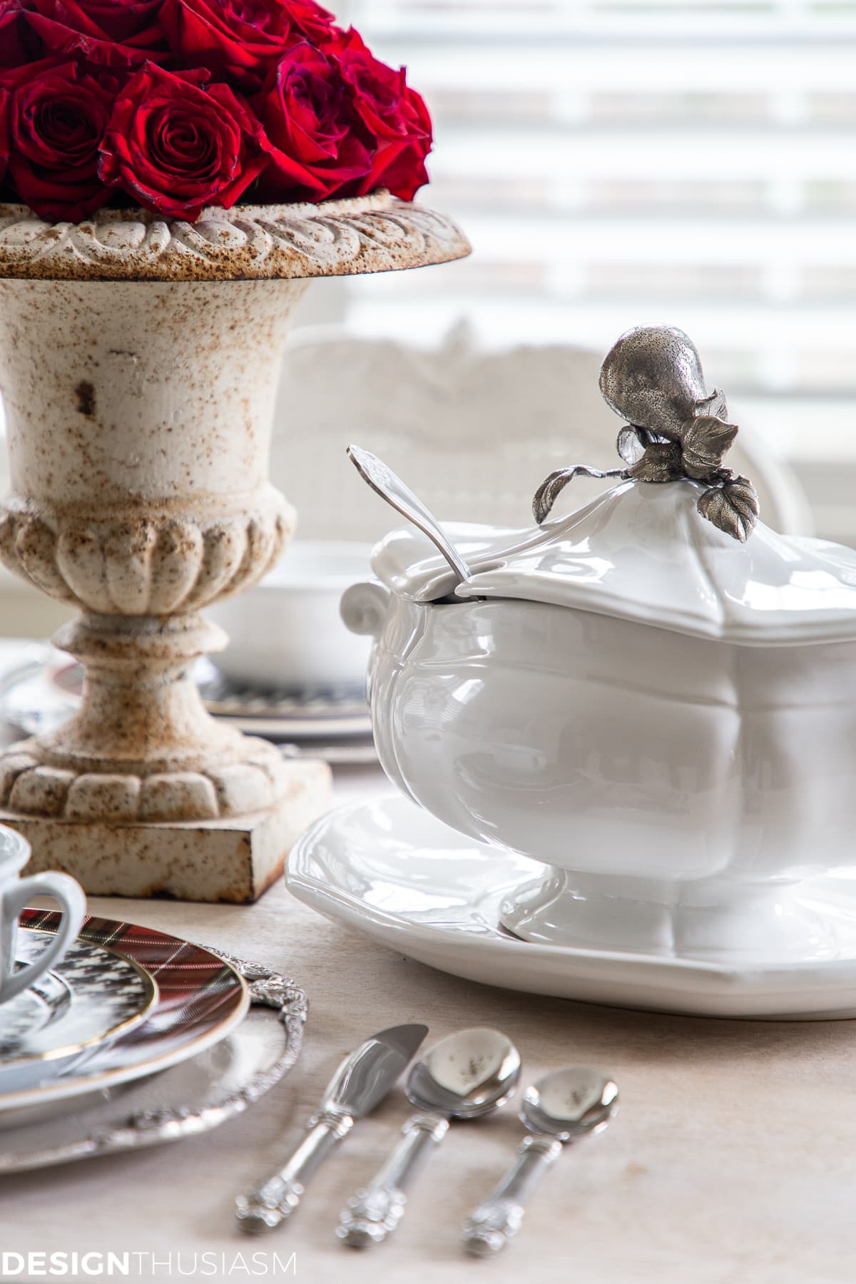 soup tureen Christmas table decorations