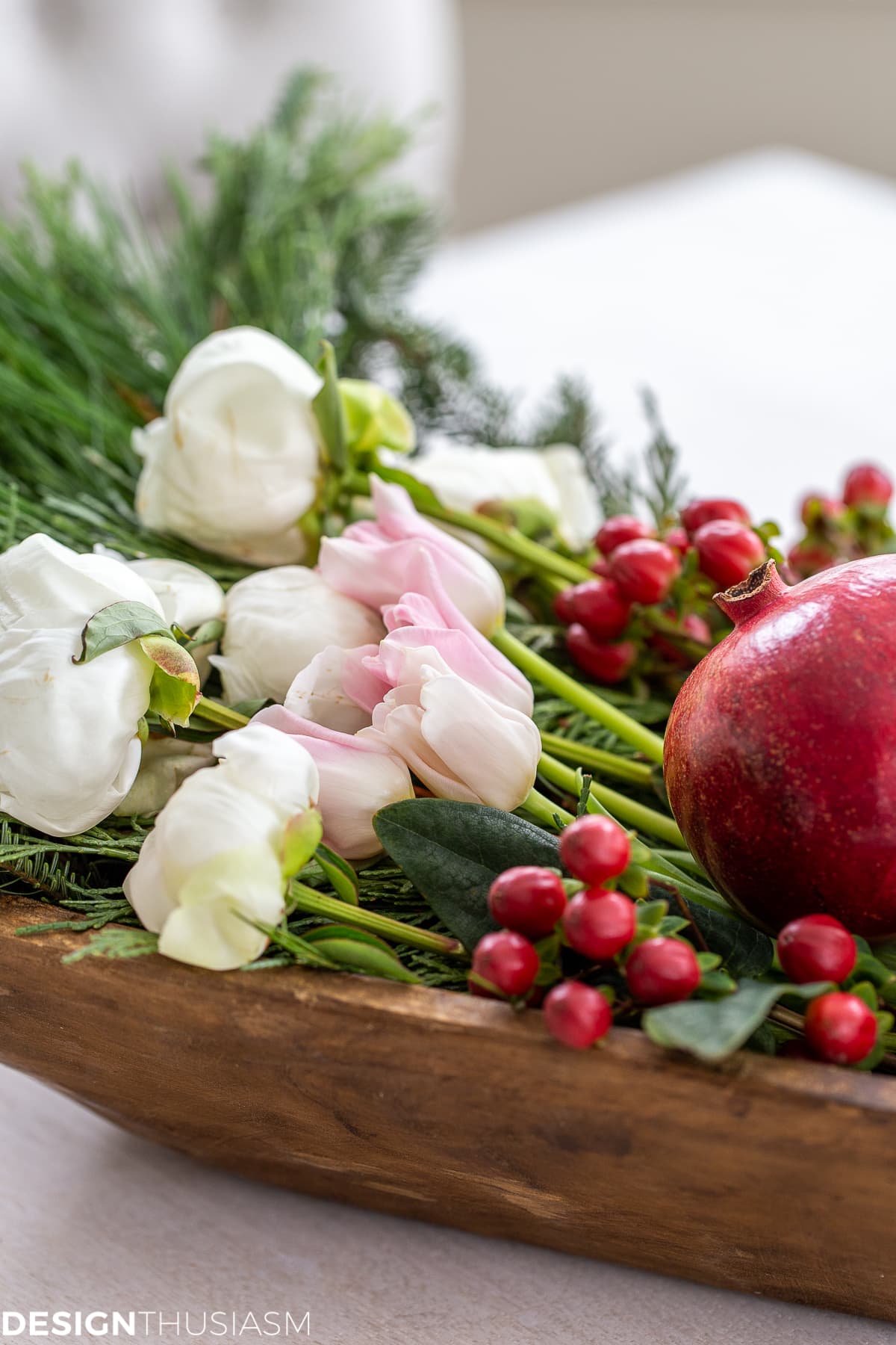 dough bowl filled with flowers
