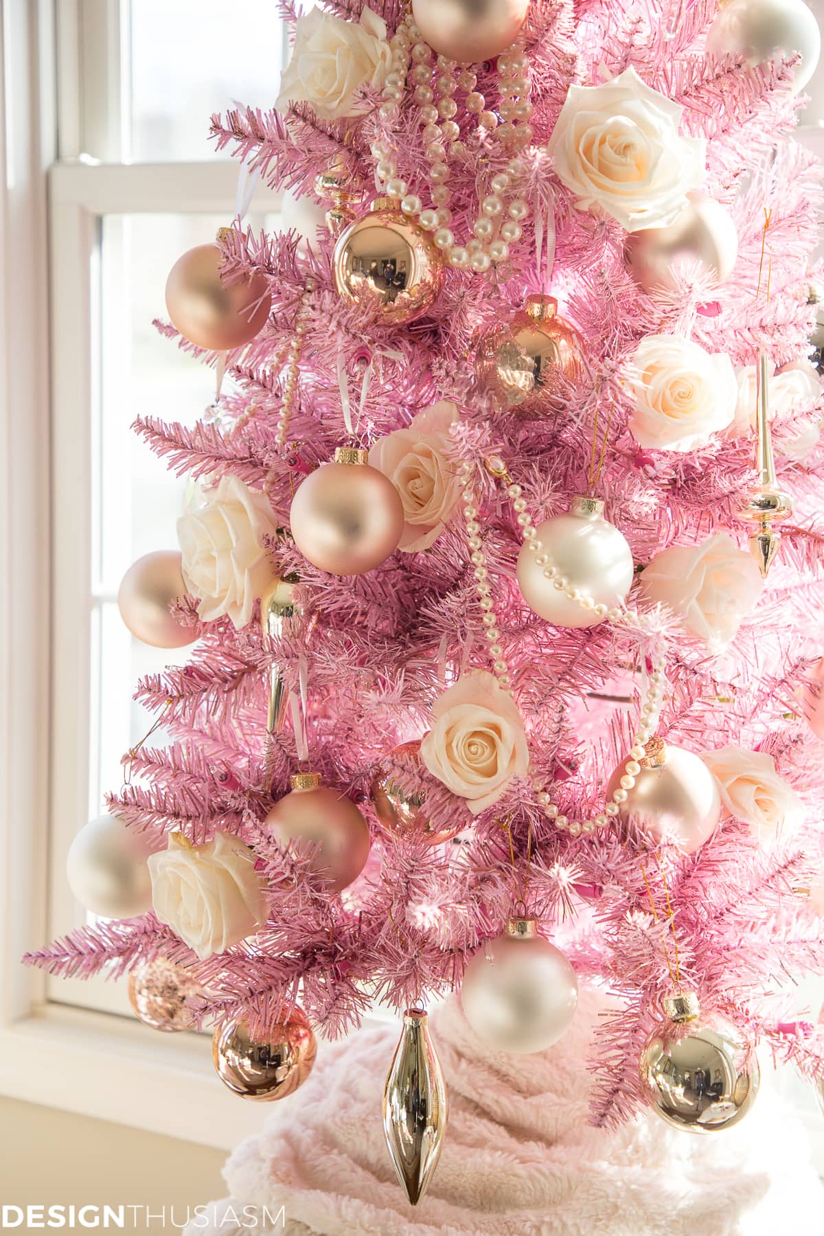 French Country pink Christmas tree decorations