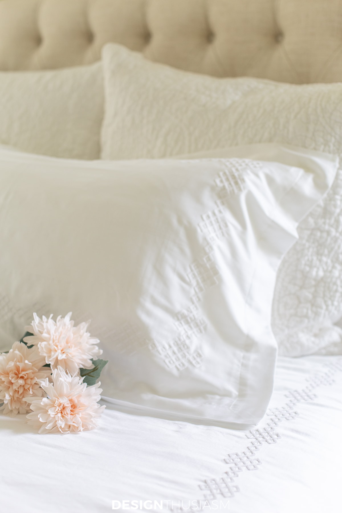 white bedding