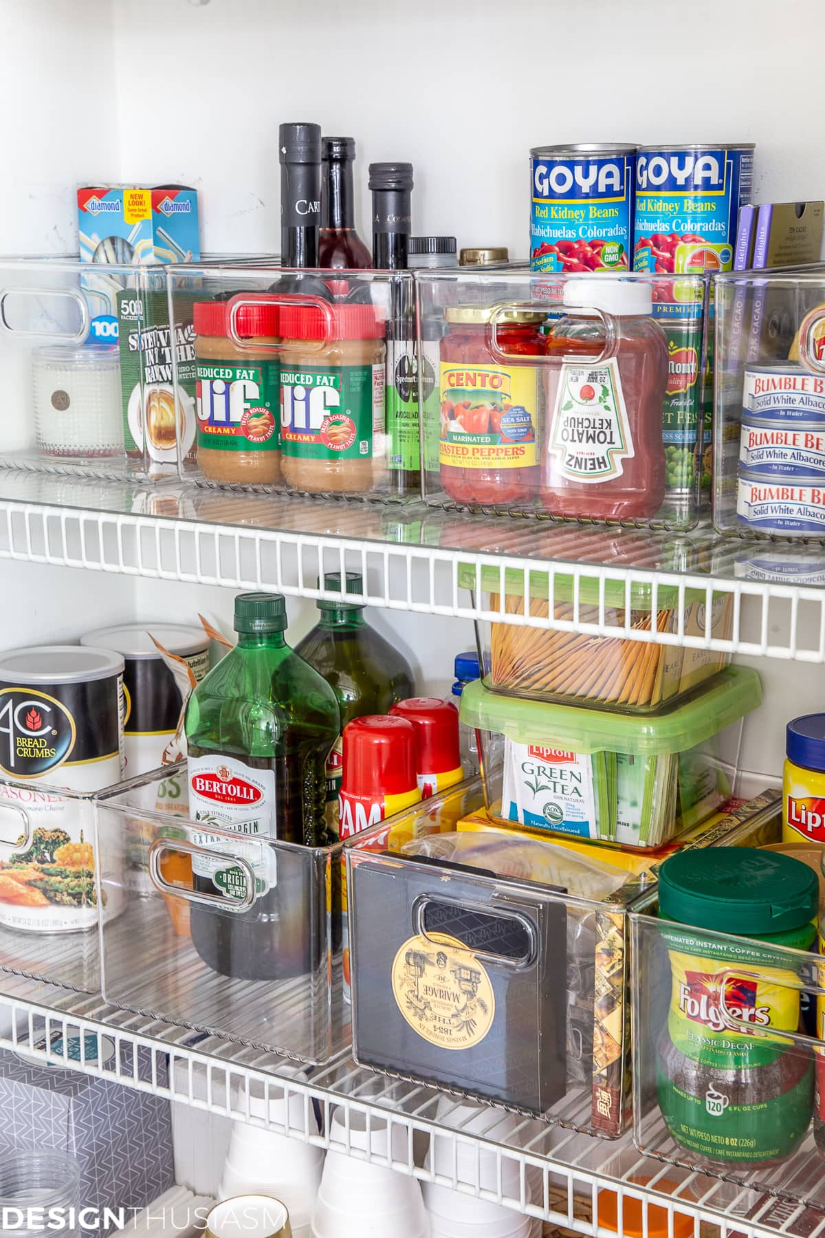 kitchen pantry organized shelves