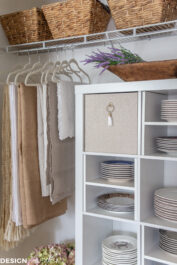 closet makeover with plate storage