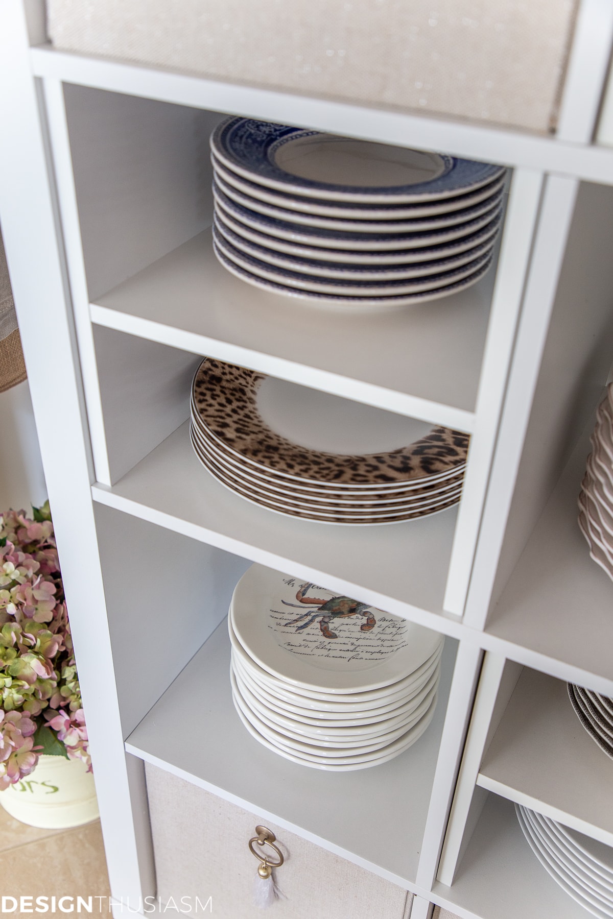 closet shelving unit for plate storage