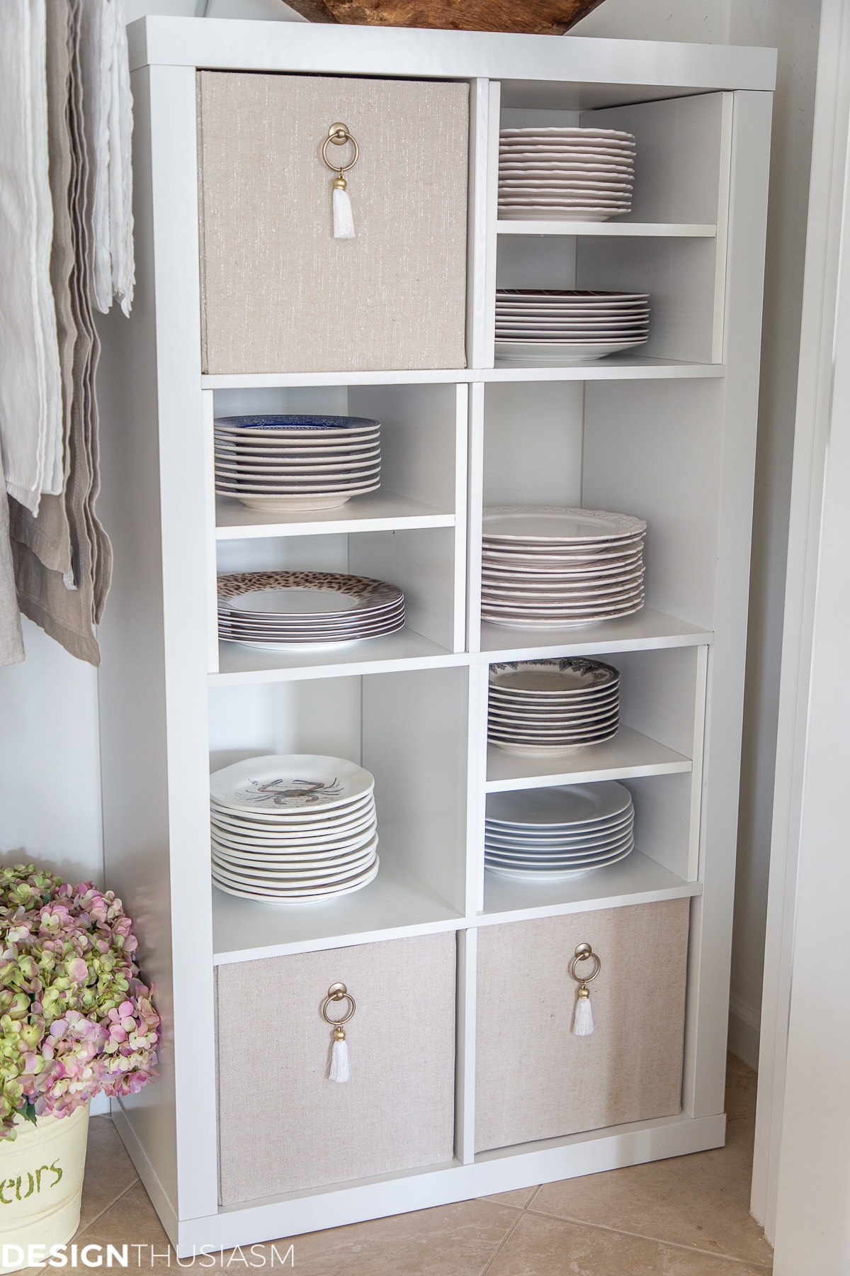closet shelving unit for plate storage