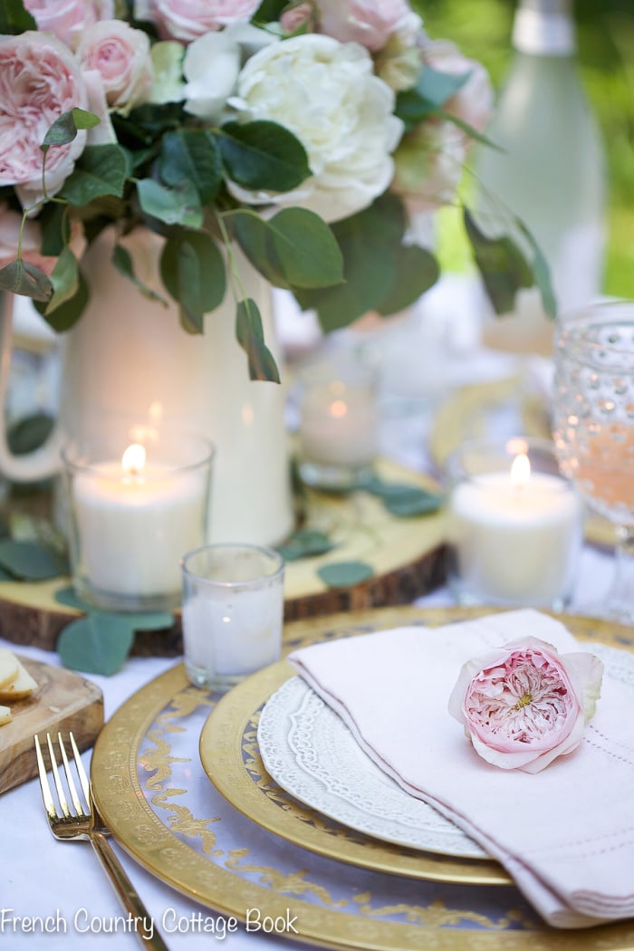 Spring table setting in countryside