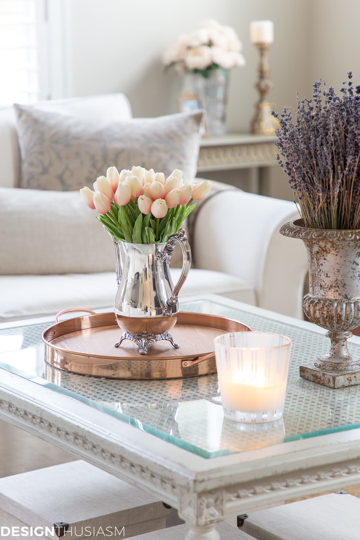spring decor in the living room