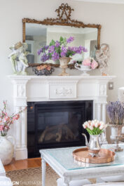 spring family room mantel decor