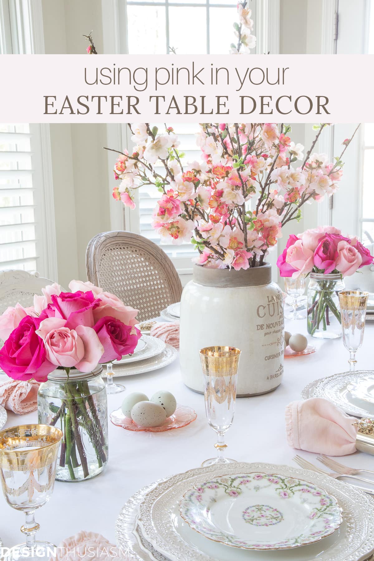 pink easter table decor