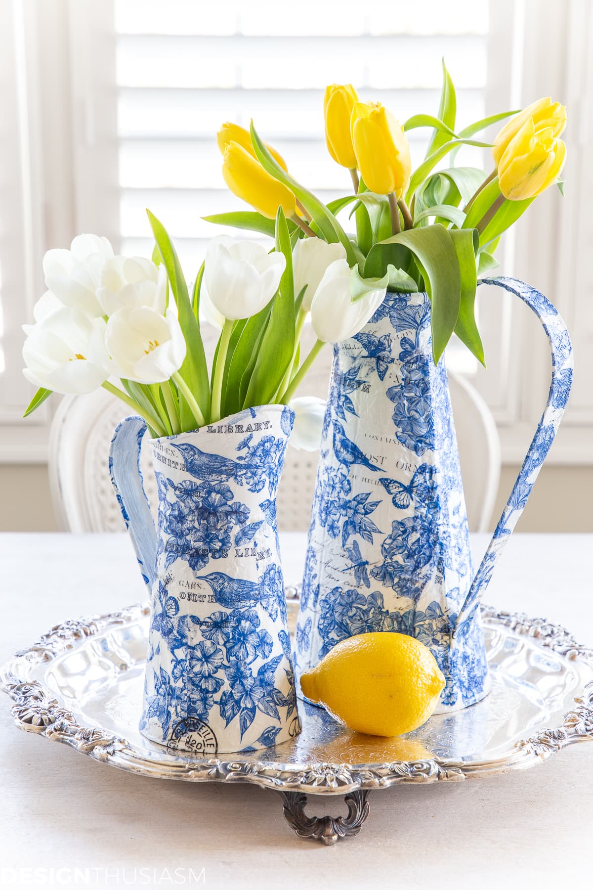 blue and white chinoiserie paper craft for spring