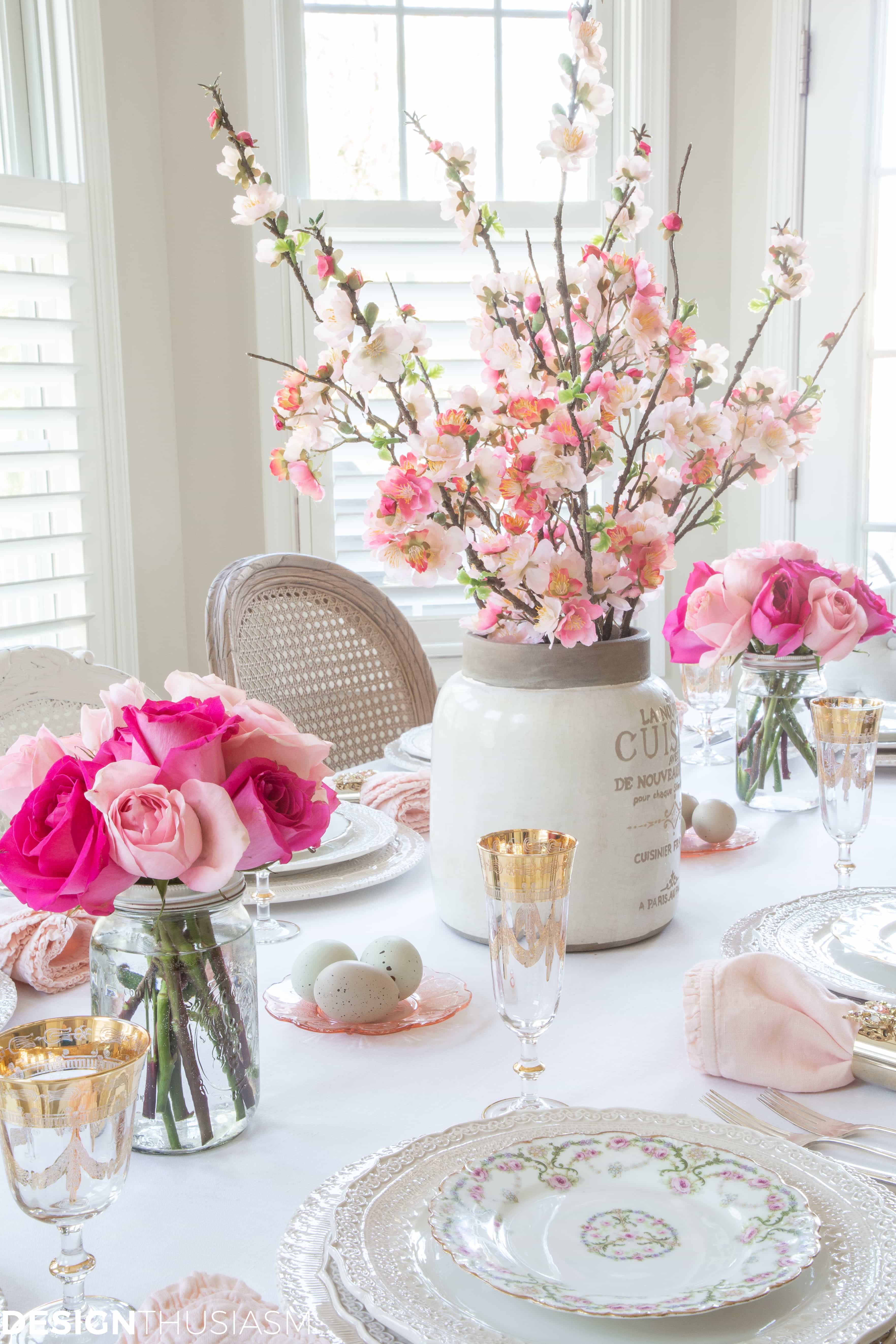 pink easter table decor