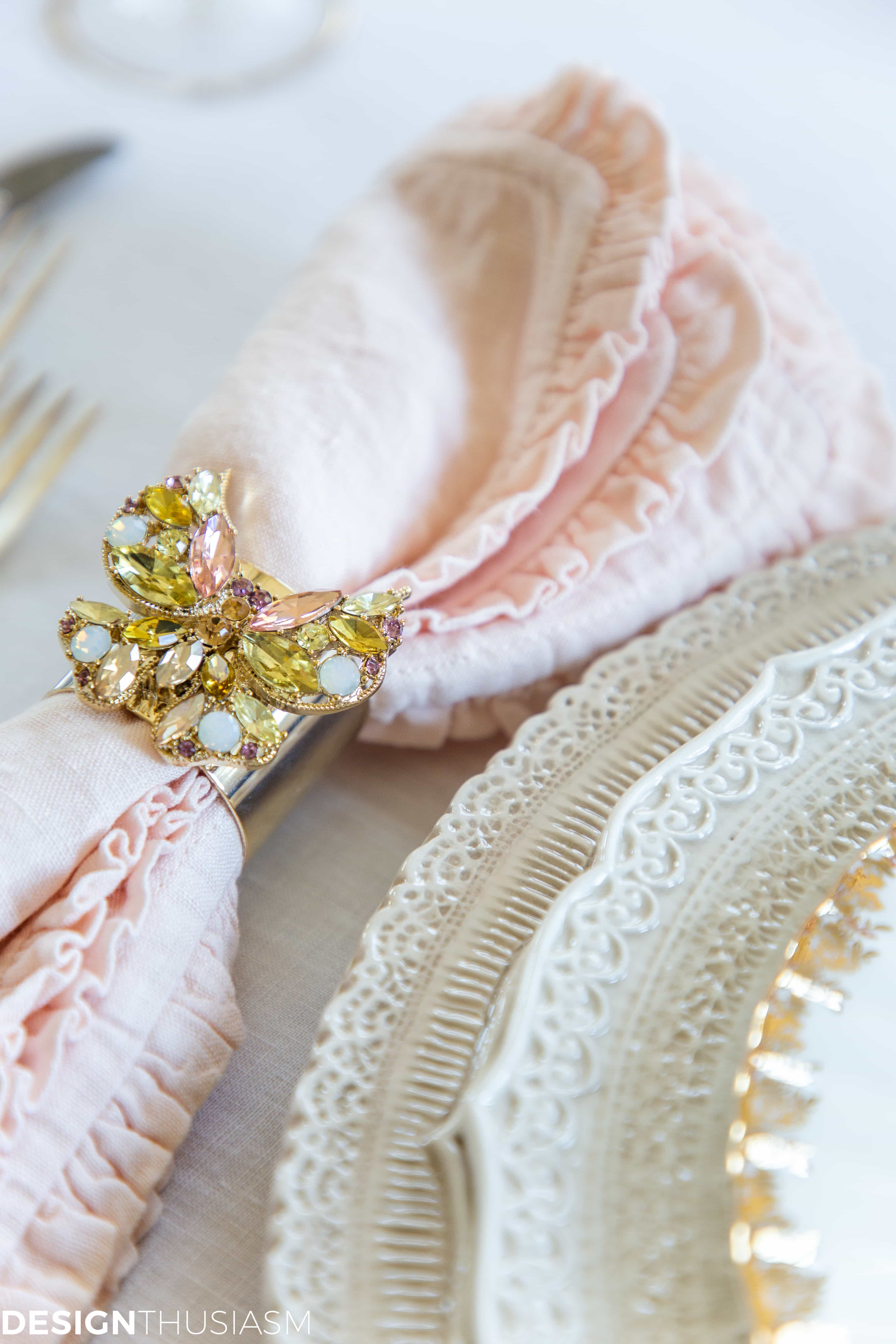 napkin and ring in easter tablescape