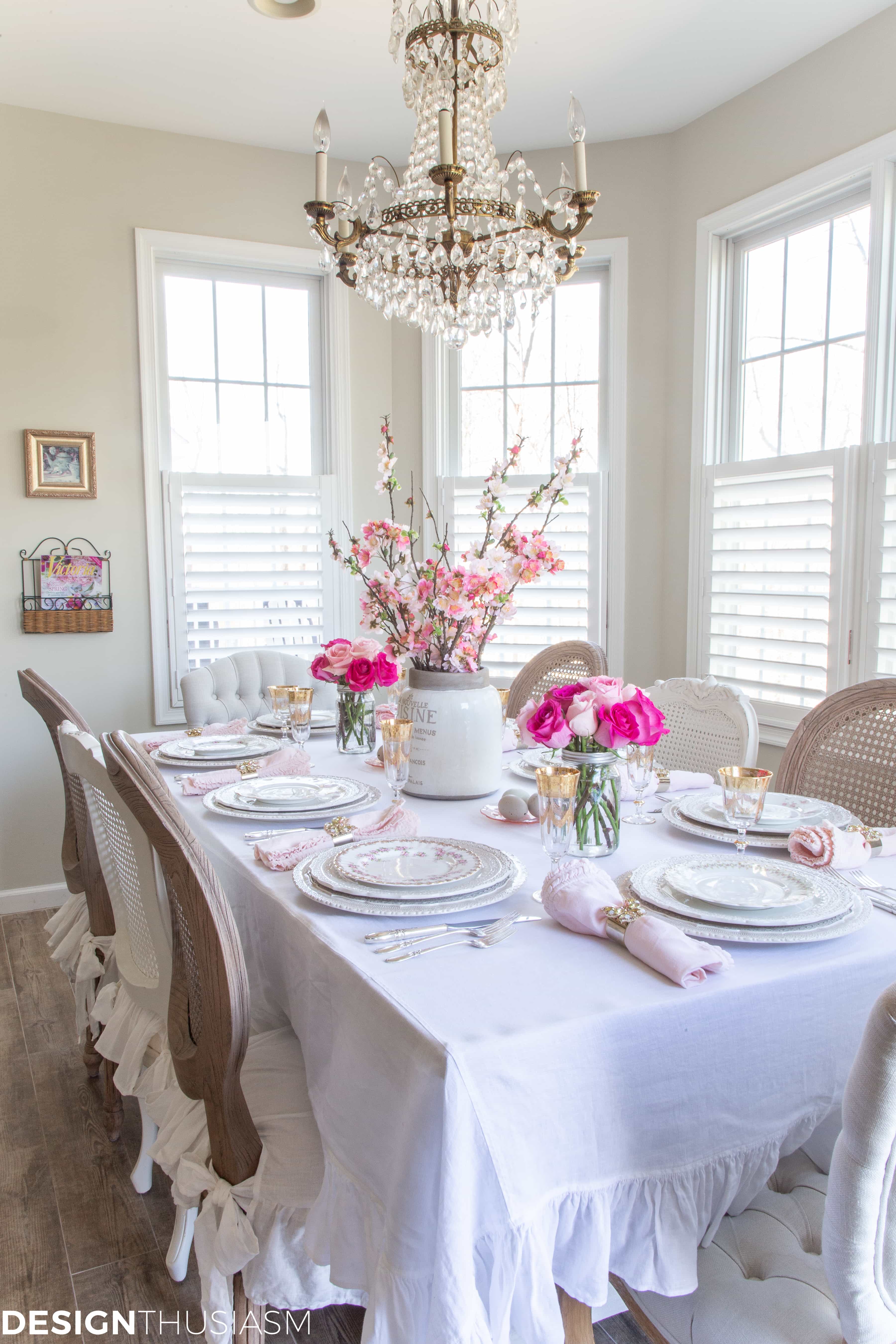 pink easter table setting