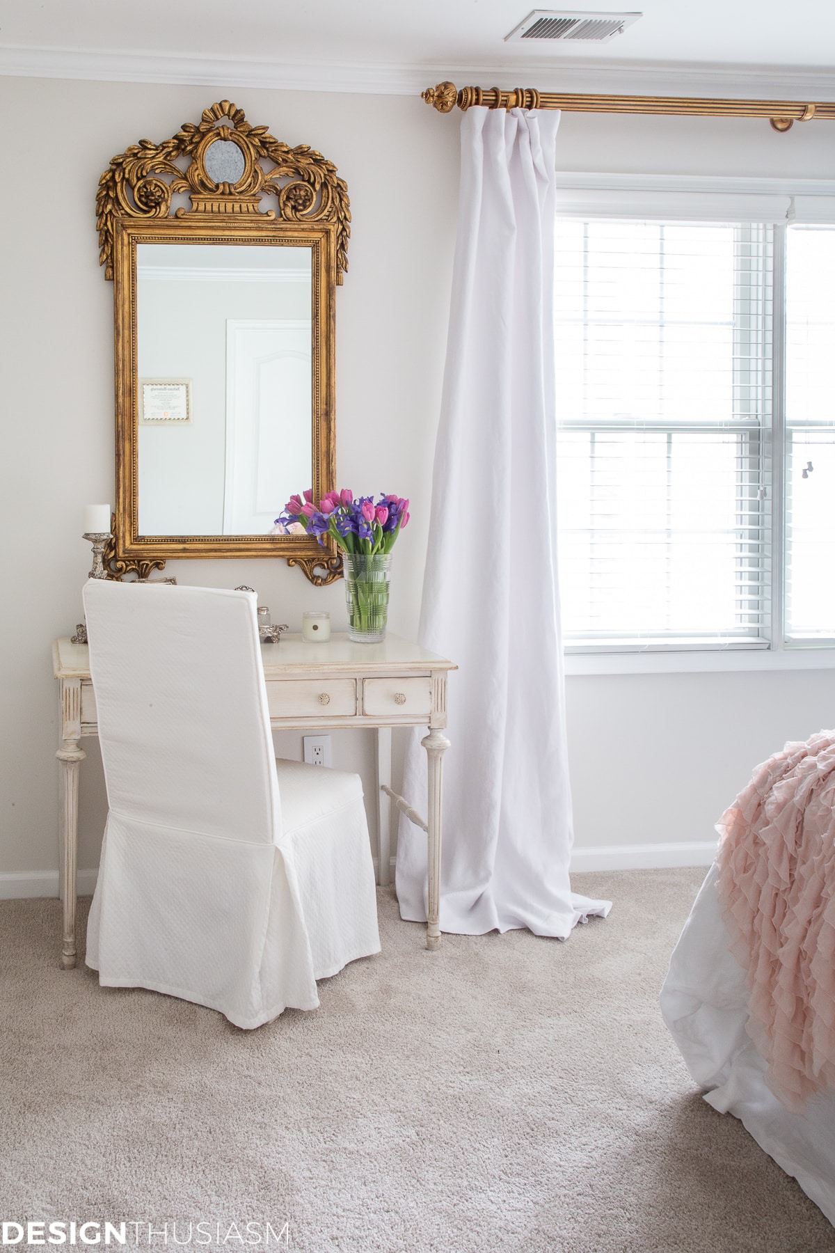 spring white bedroom desk