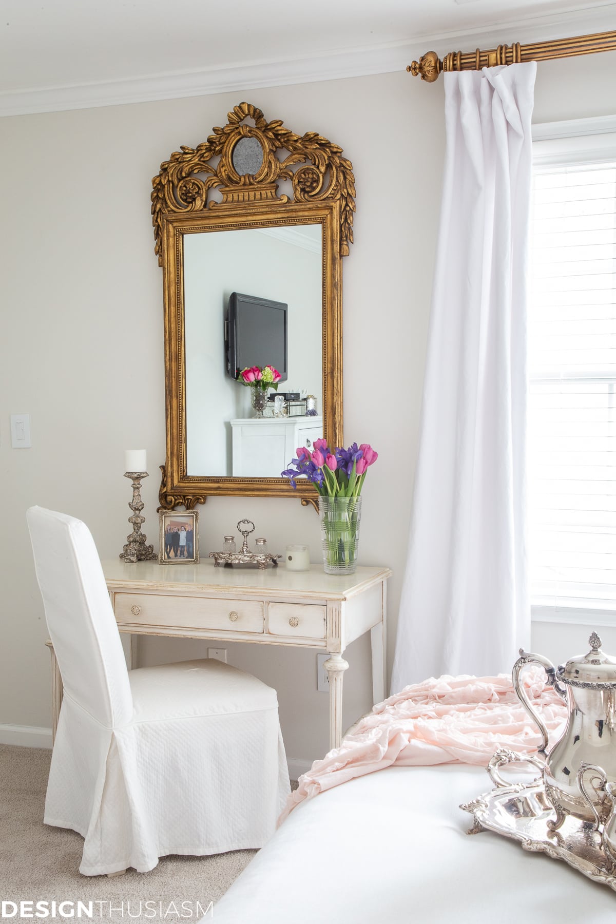 white bedroom french desk
