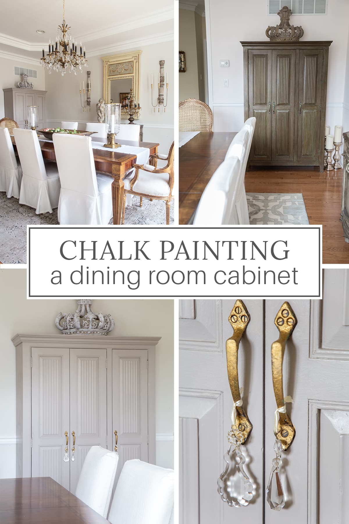 chalk painted dining room cabinet