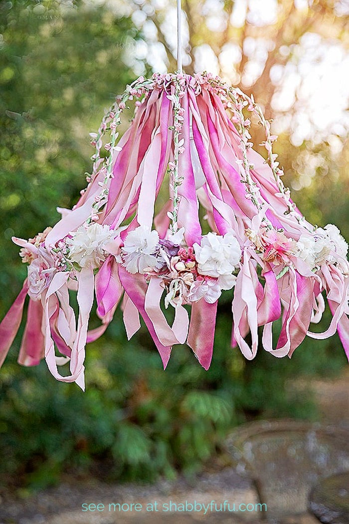 Recycle A Lampshade Ribbon Chandelier-2