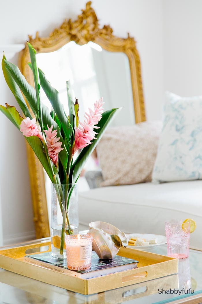 how to style coffee table tray - shabbyfufu