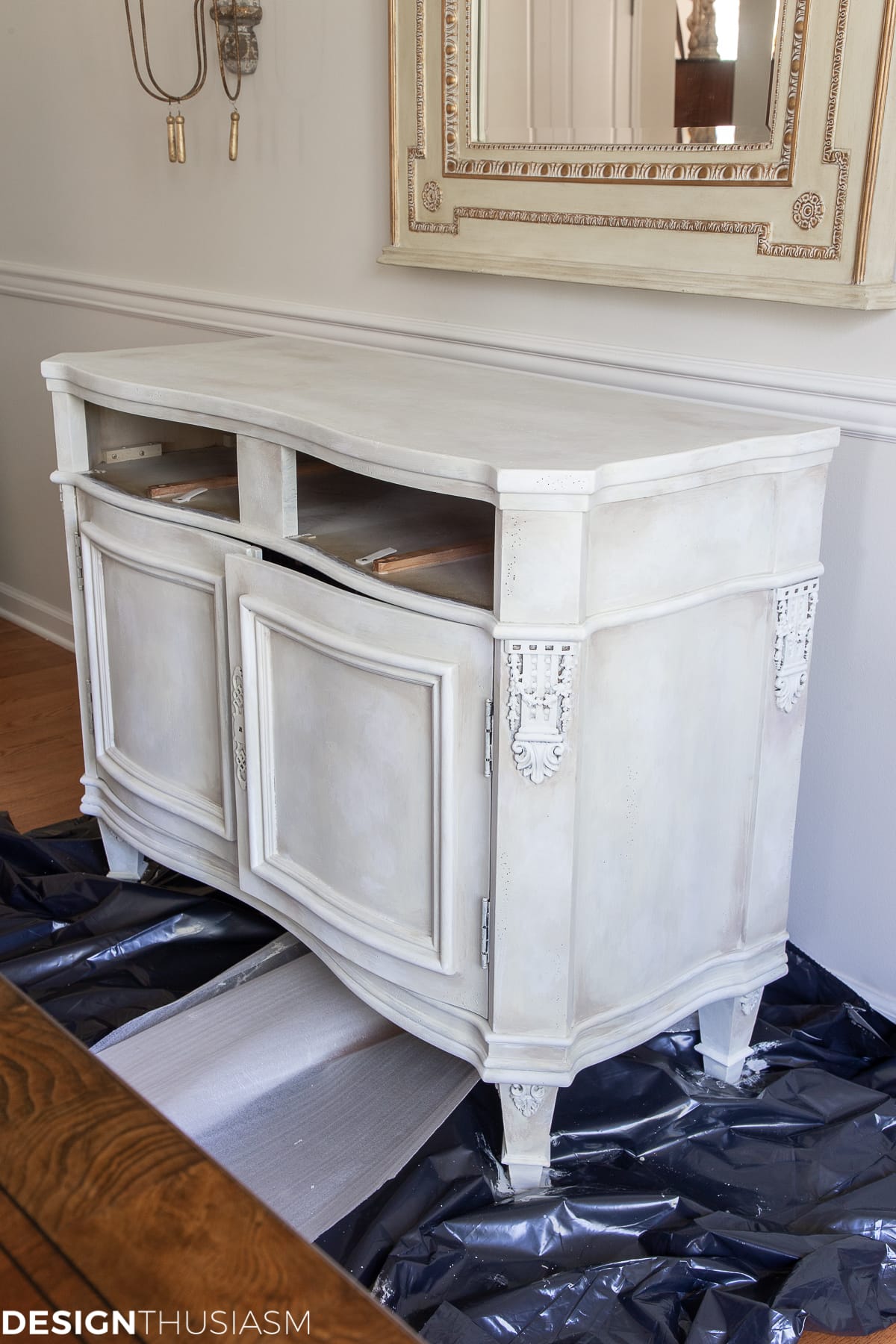 white chalk paint vintage sideboard paint layers