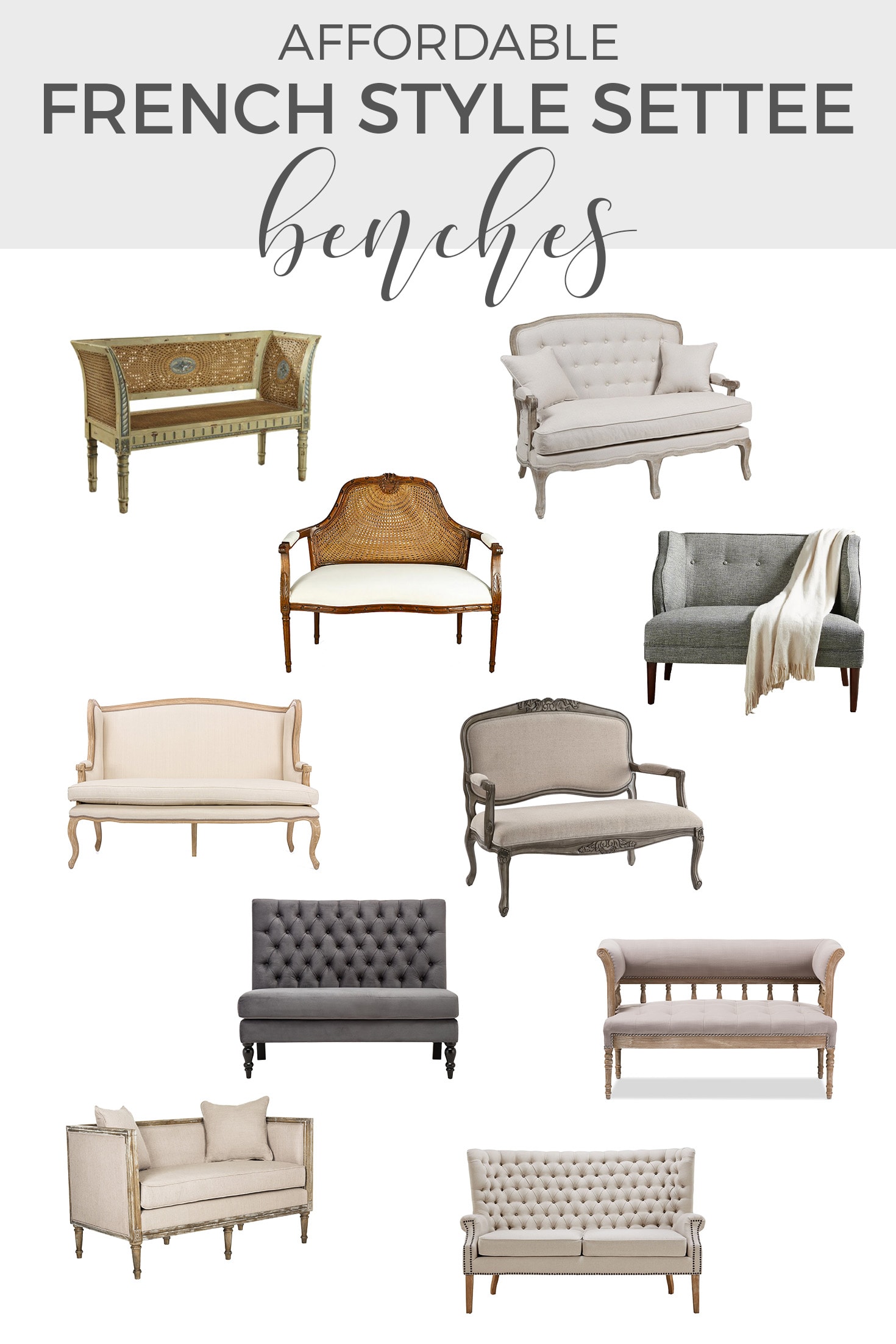Affordable French Settee Bench