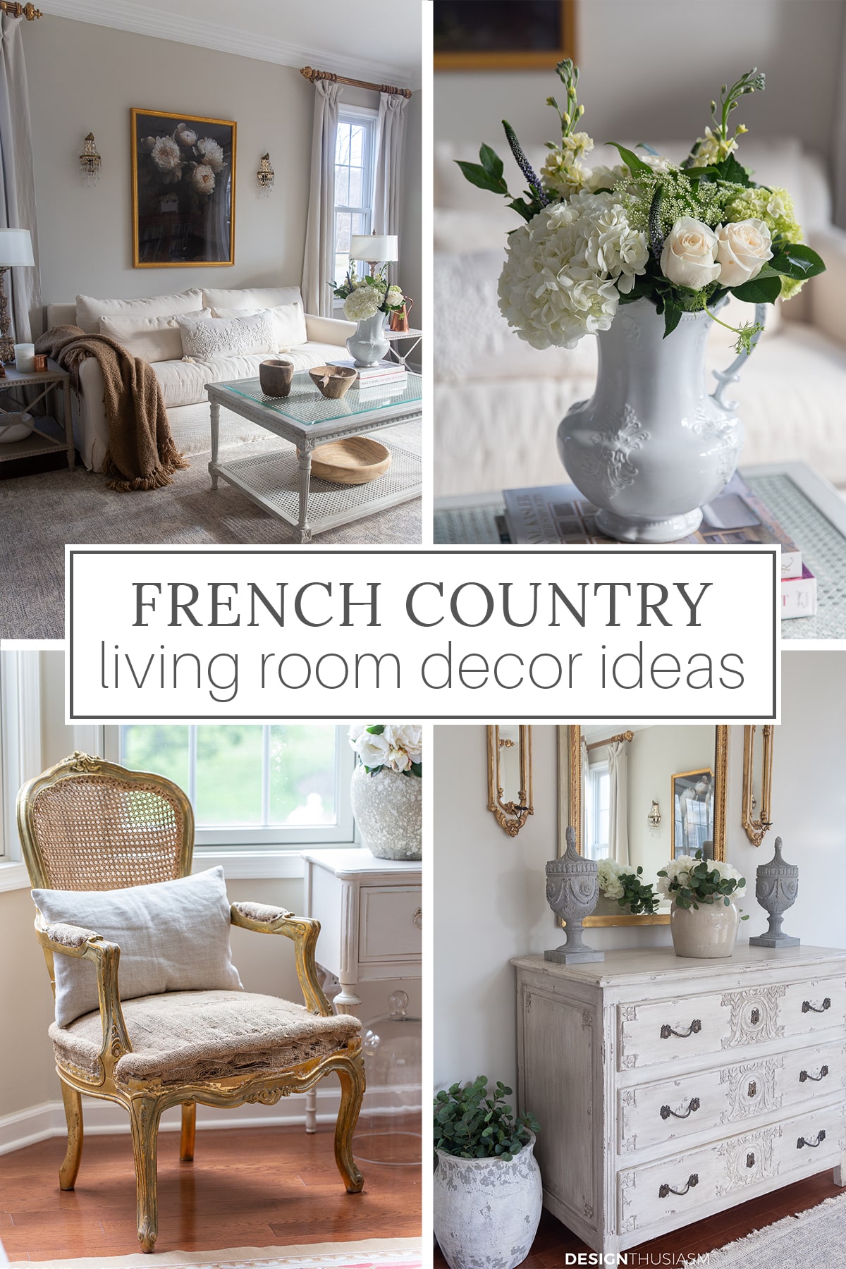 Updated French country living room