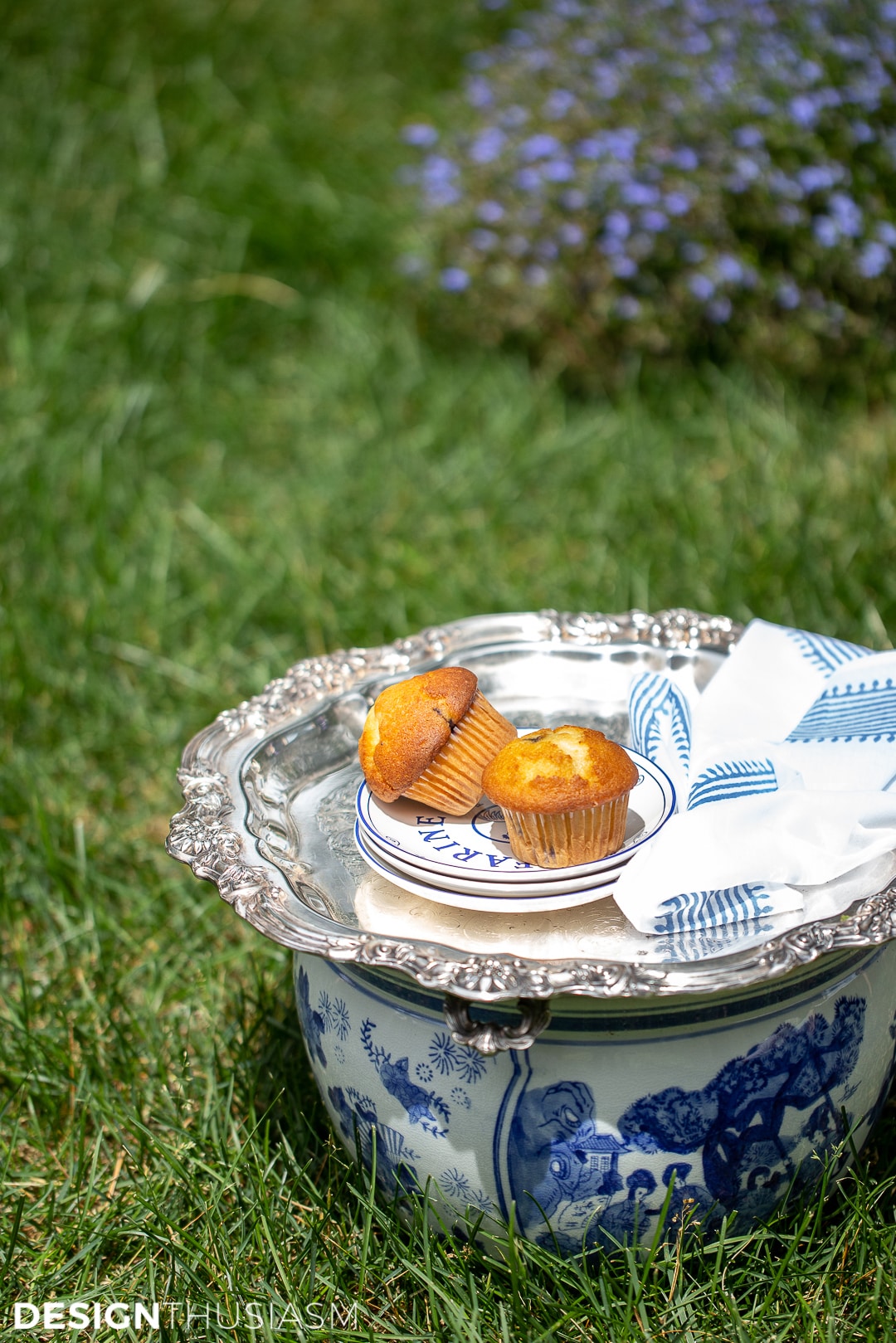 casual summer gathering muffins on a serving platter