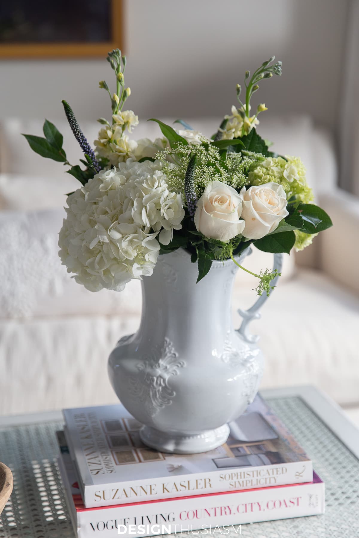 ironstone pitcher with flowers
