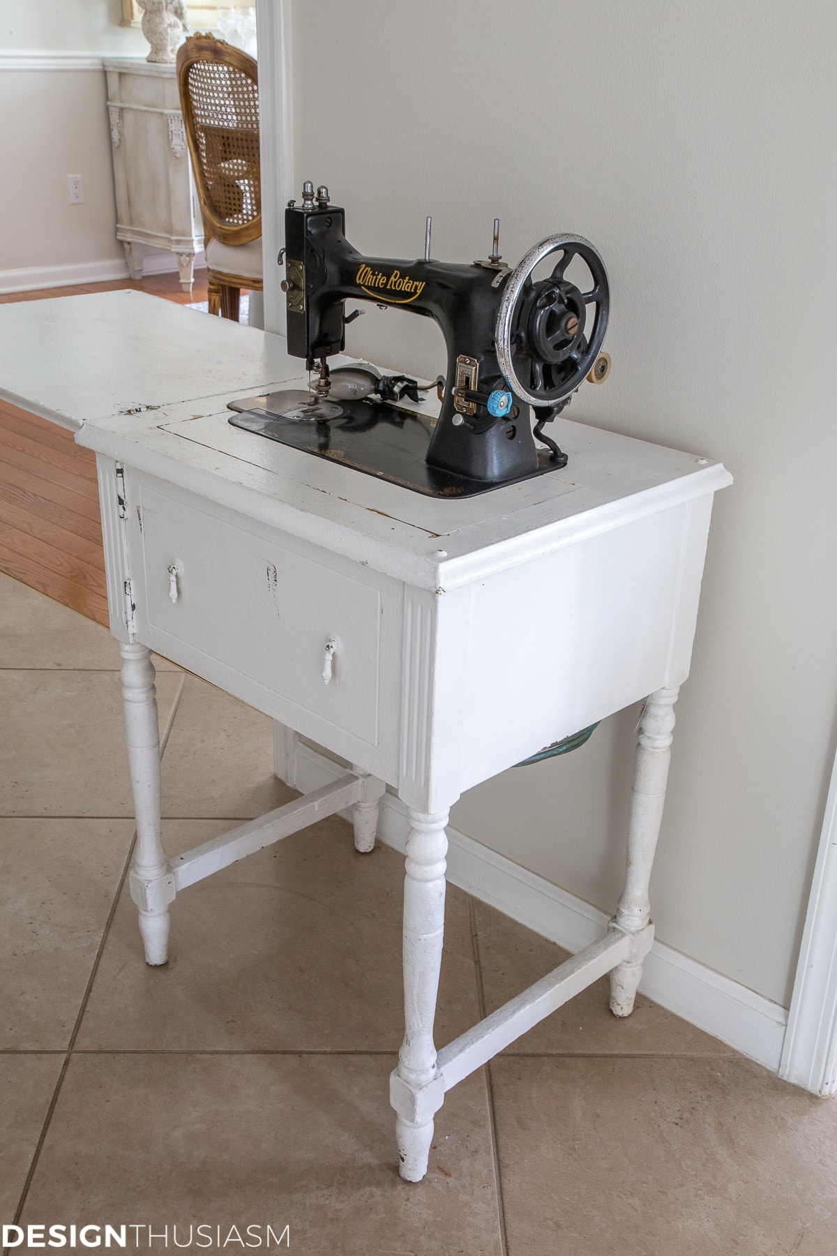 antique sewing machine table