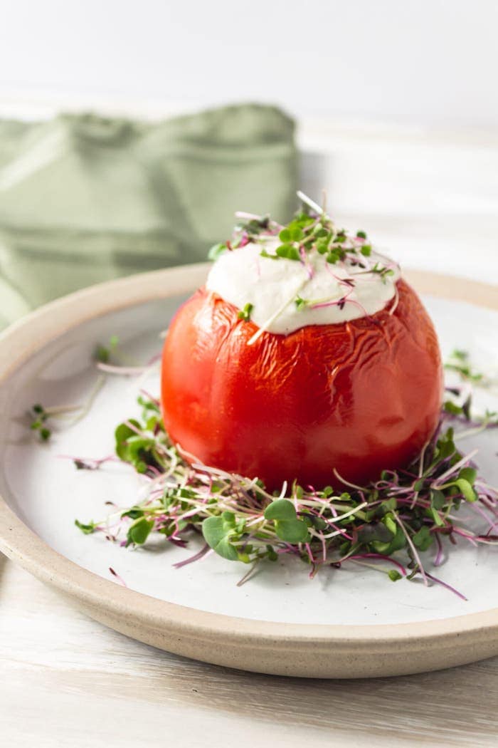 vegan stuffed tomatoes cashew cream sauce