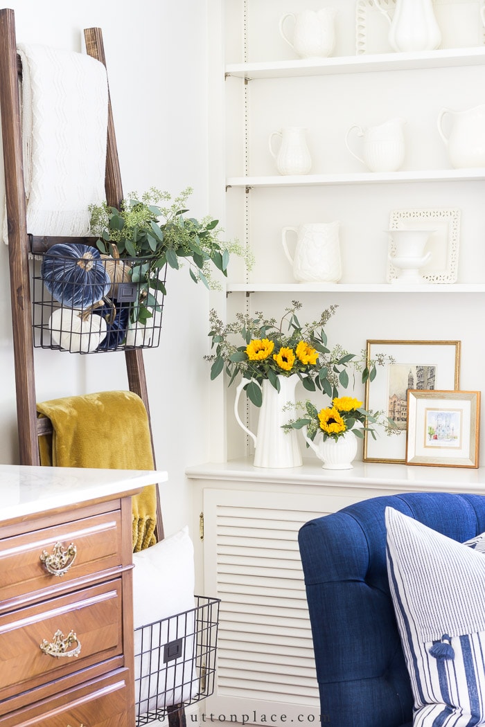 Fall Blanket Ladder Decor from On Sutton Place