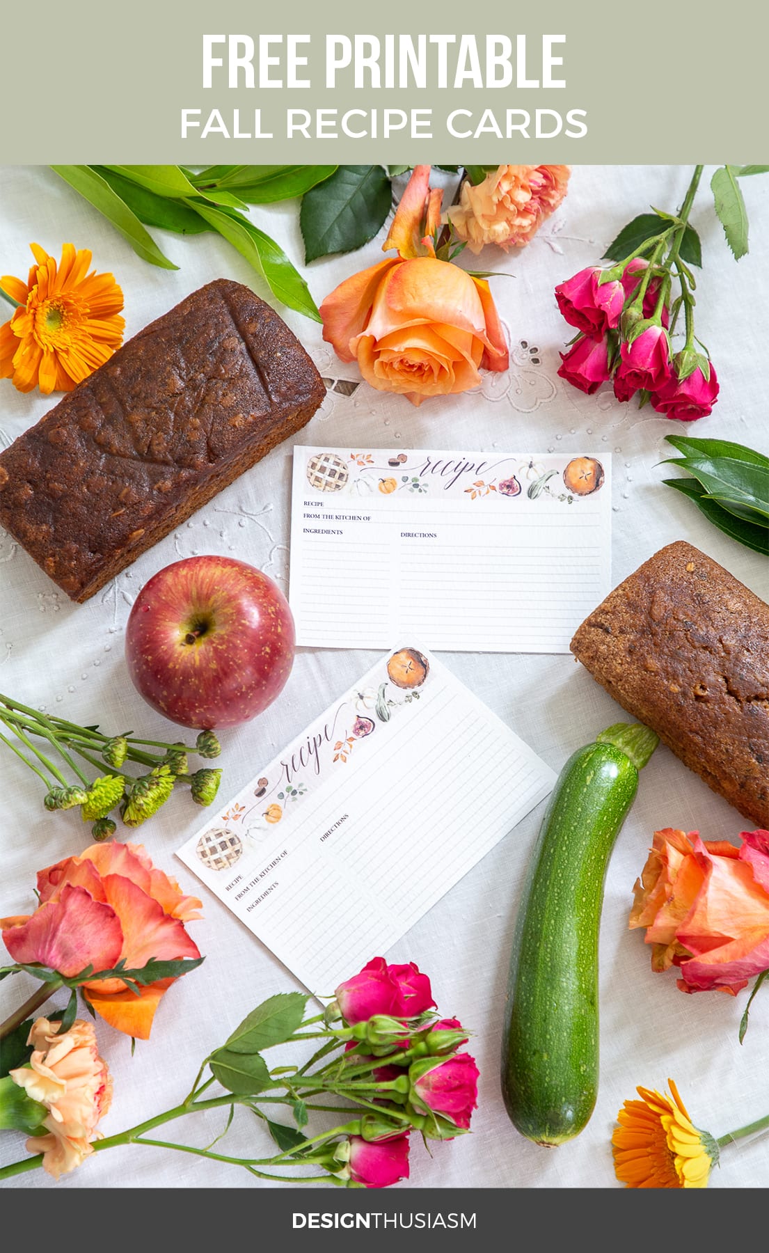 fall printable recipe cards