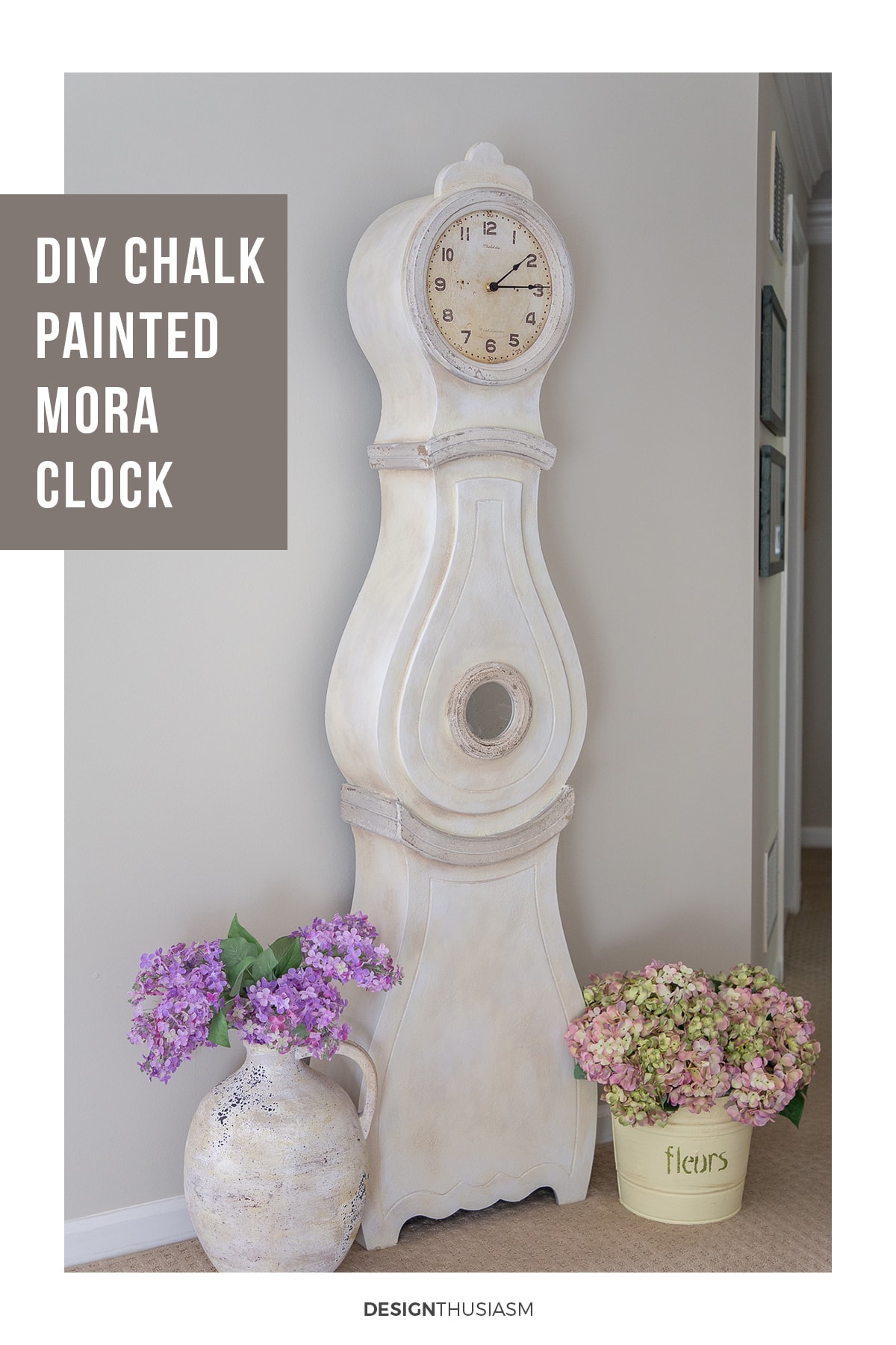 chalk painted Swedish mora clock