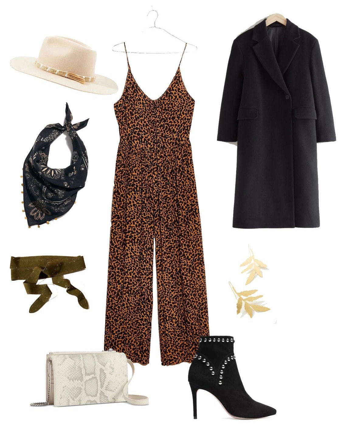 Animal print jumpsuit fall outfit
