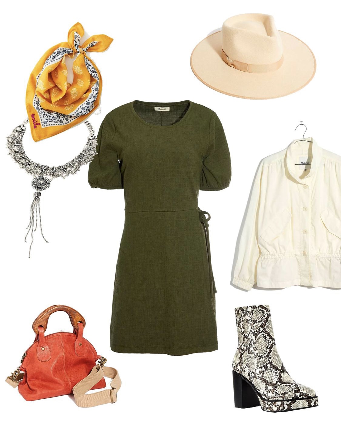 cute fall outfit with snakeskin booties