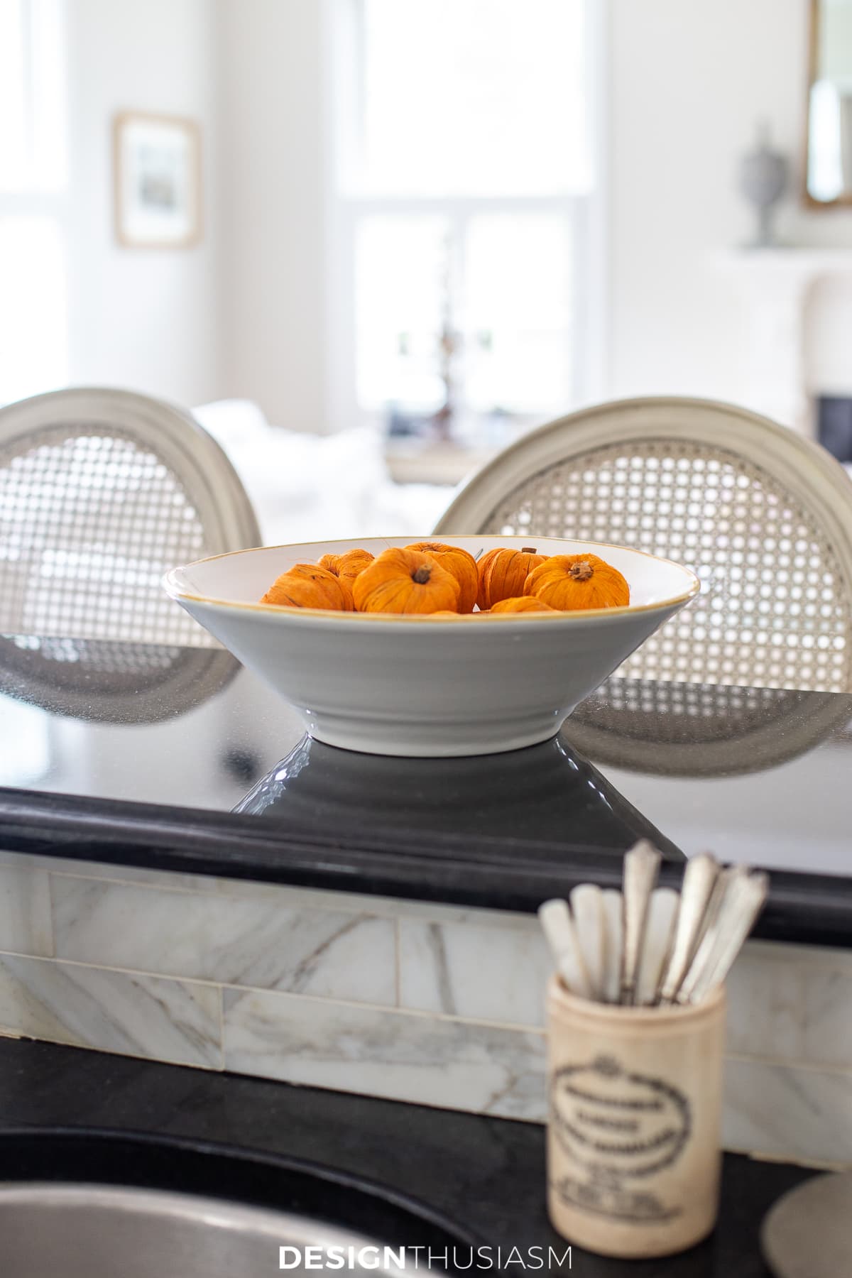 craft pumpkins in a bowl