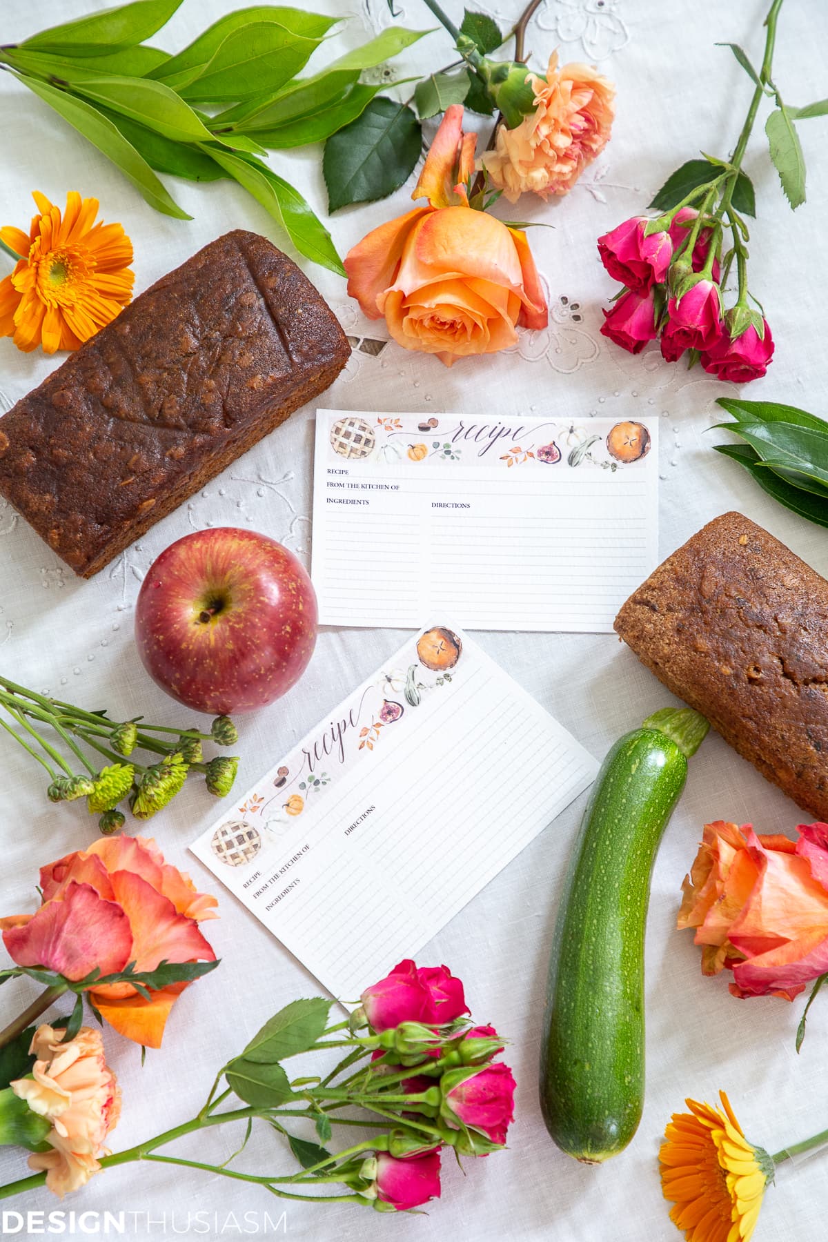 fall printable recipe cards flat lay