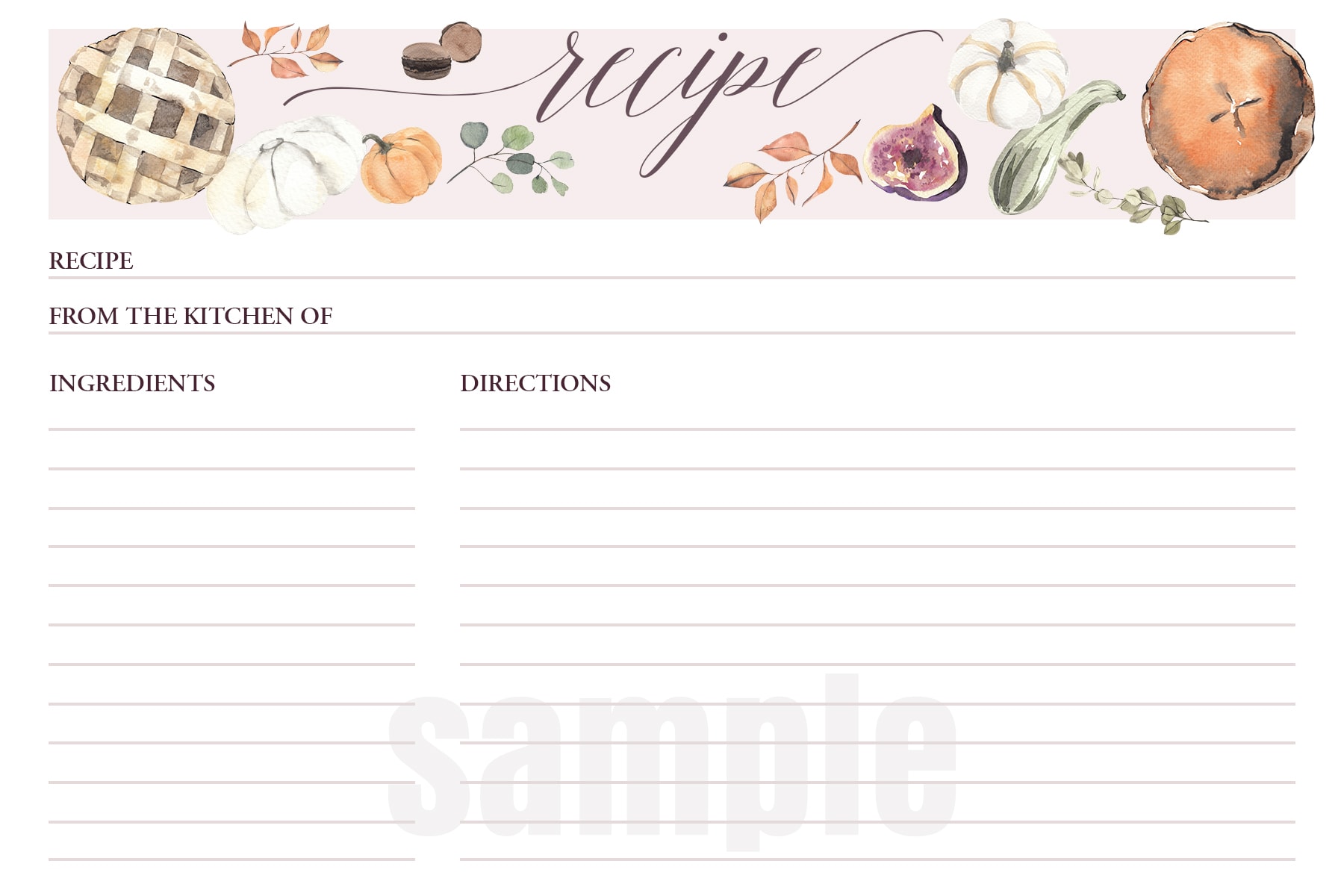 fall printable recipe cards artwork