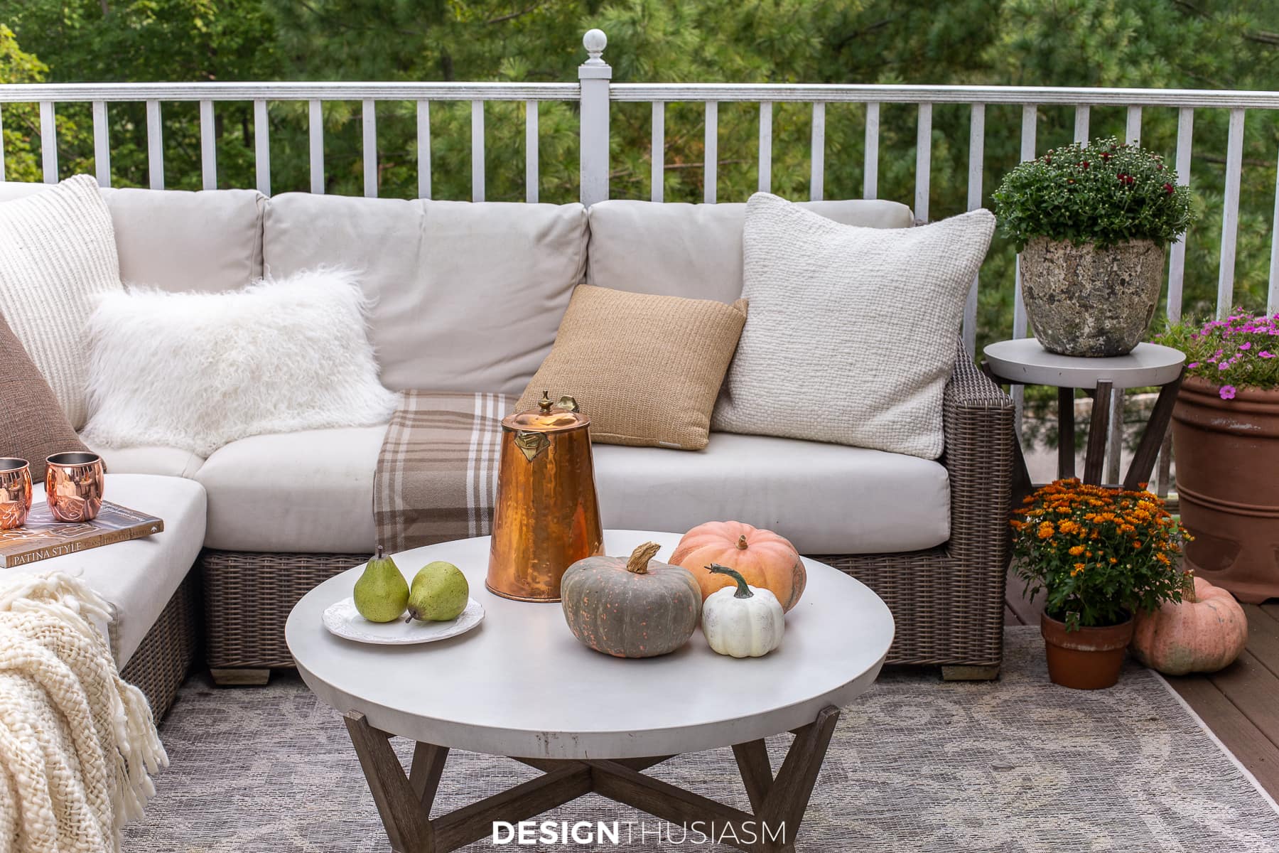 outdoor fall decorations on the patio