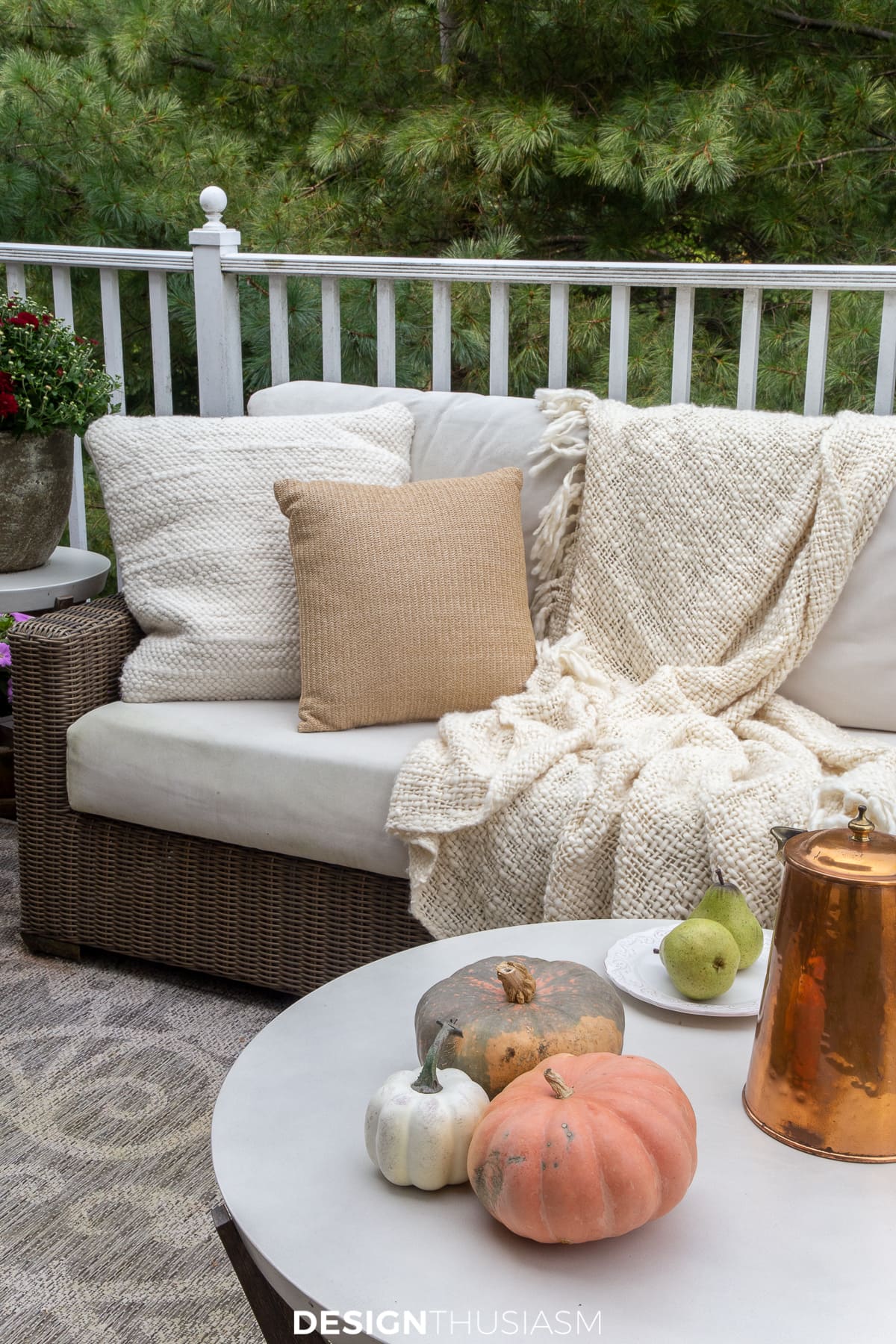 seating on the fall porch