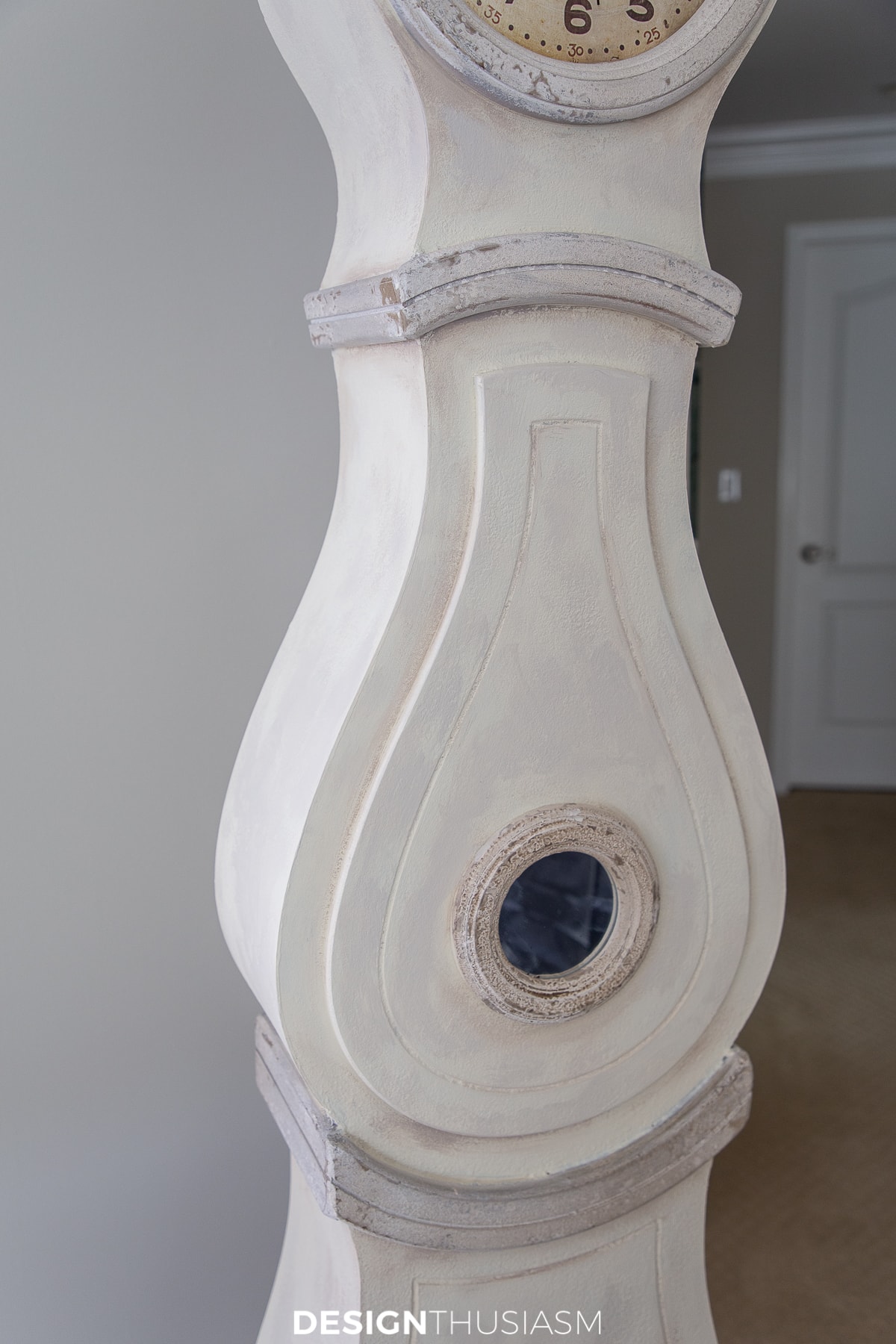 chalk painted Swedish mora clock