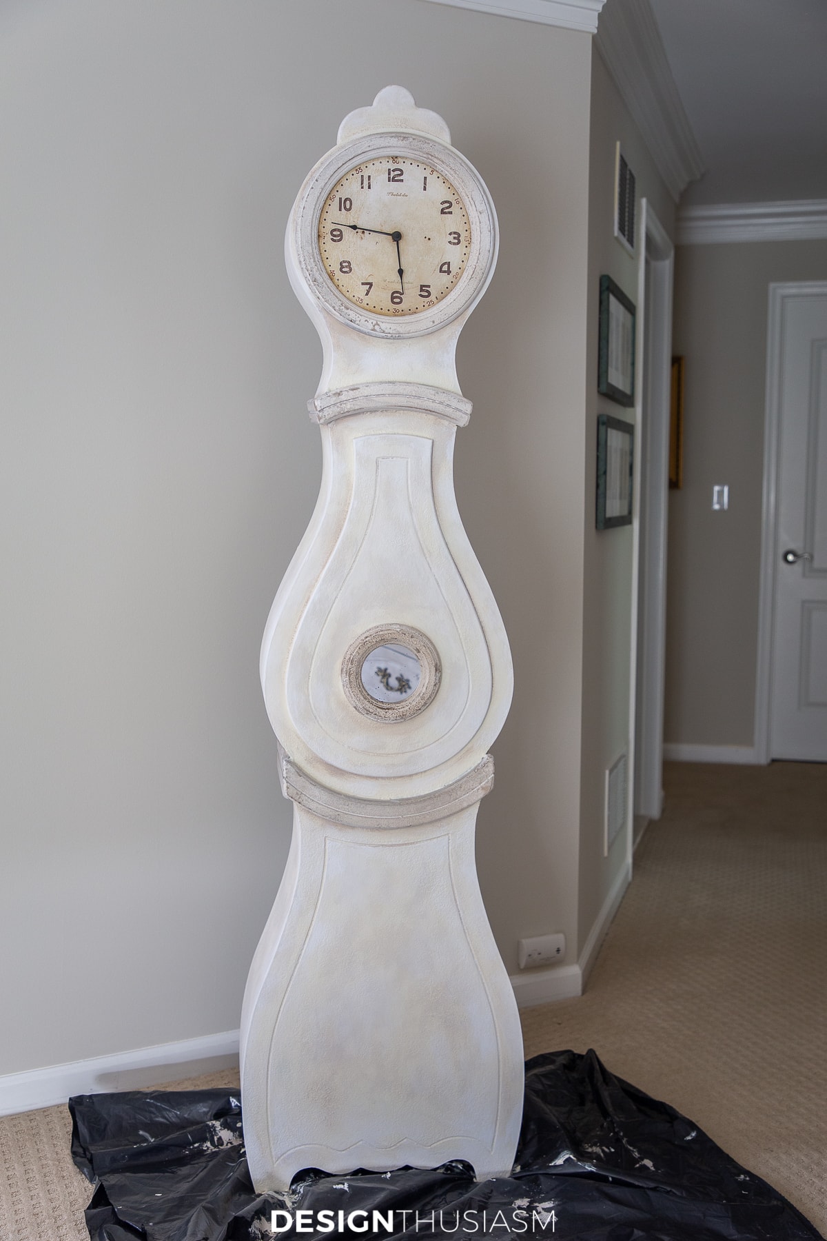 chalk painted Swedish mora clock