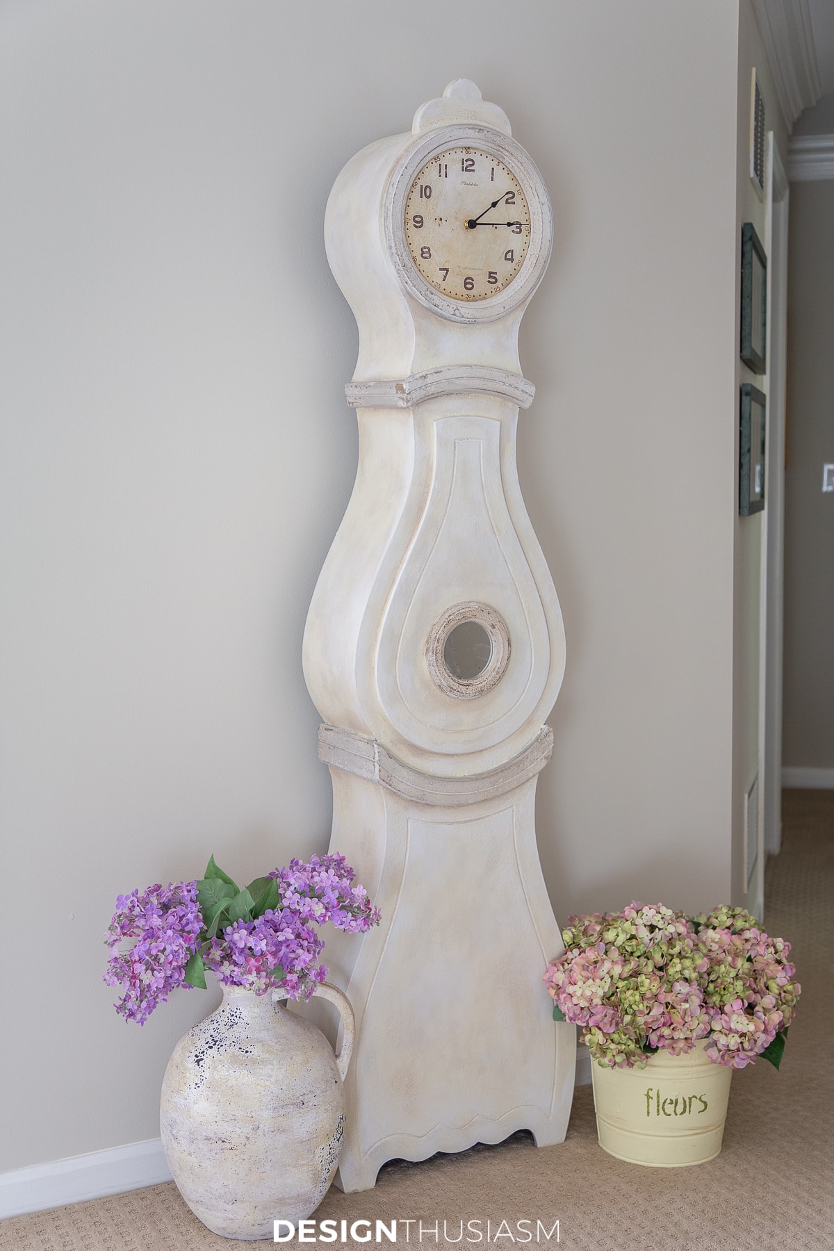chalk painted Swedish mora clock