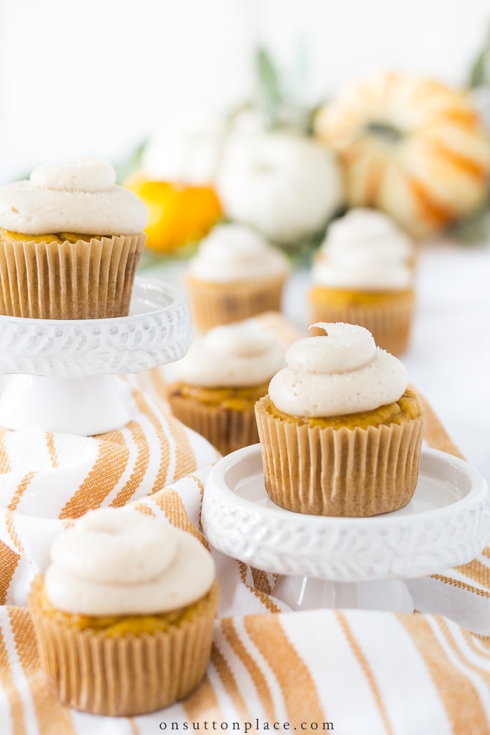 Pumpkin Snickerdoodle Cupcakes from On Sutton Place