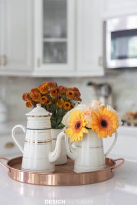 fall flowers in the kitchen
