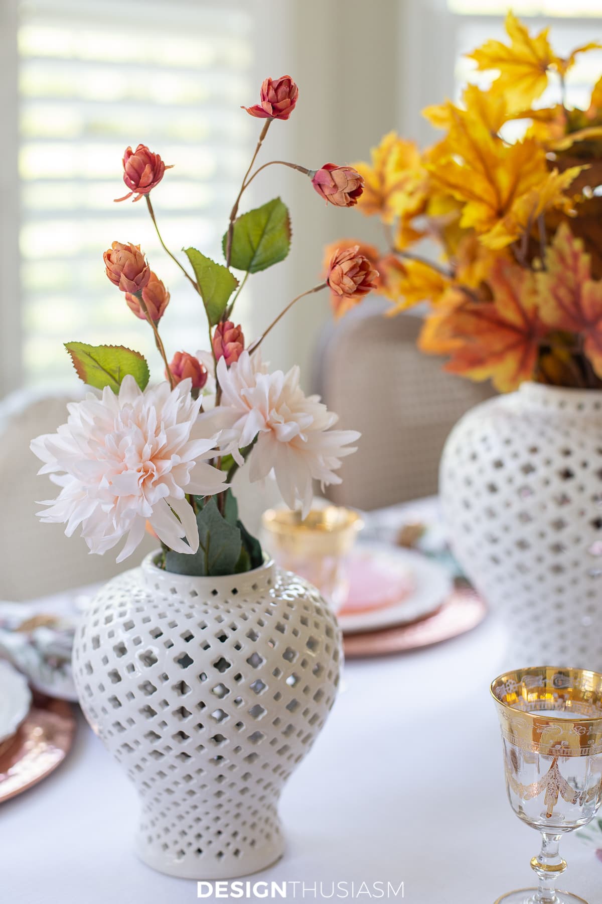 Thanksgiving table decor fall florals