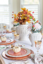 rose gold Thanksgiving table decor